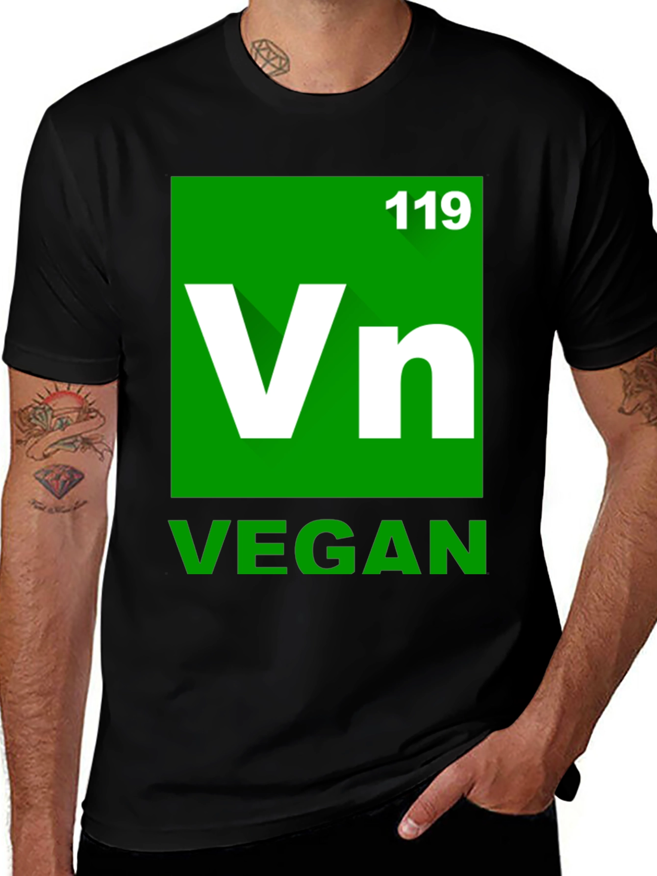 Vegan Periodic Table Style Black T-Shirt