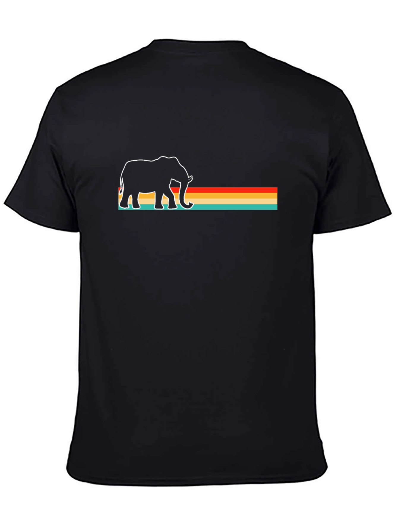 Retro Elephant Graphic Tee - Cool Stripes T-Shirt