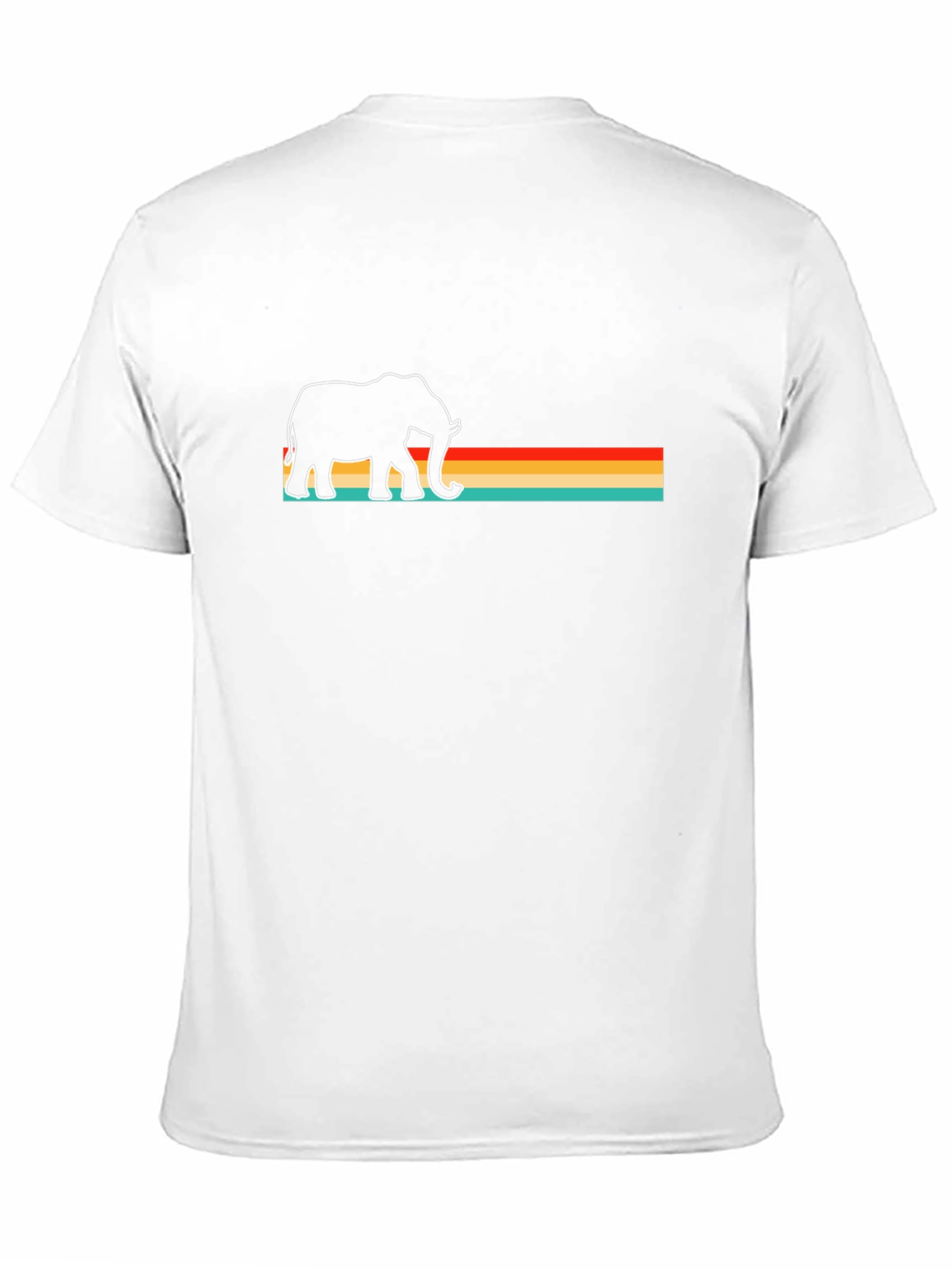 Retro Elephant Graphic Tee - Cool Stripes T-Shirt