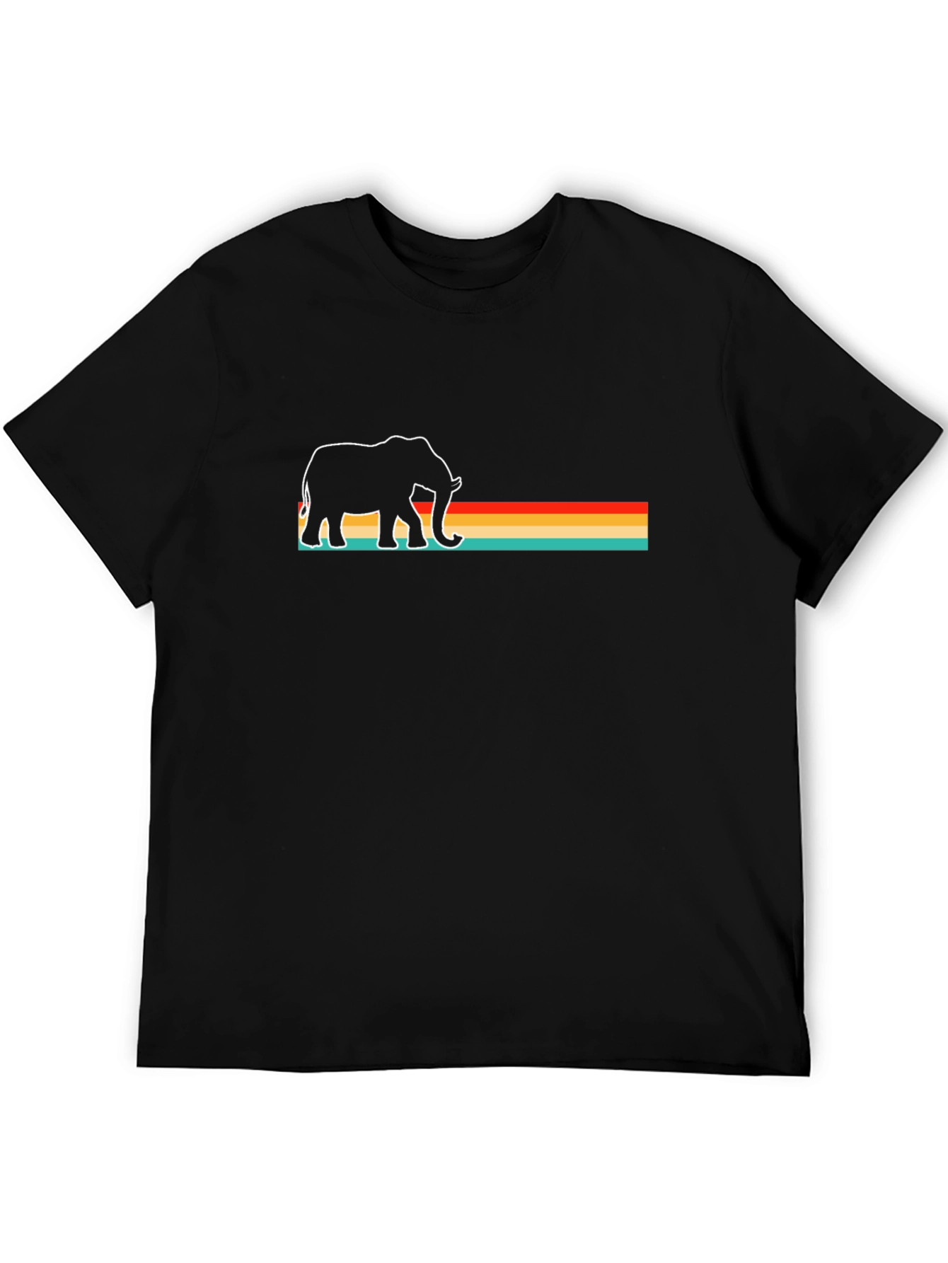 Retro Elephant Graphic Tee - Cool Stripes T-Shirt