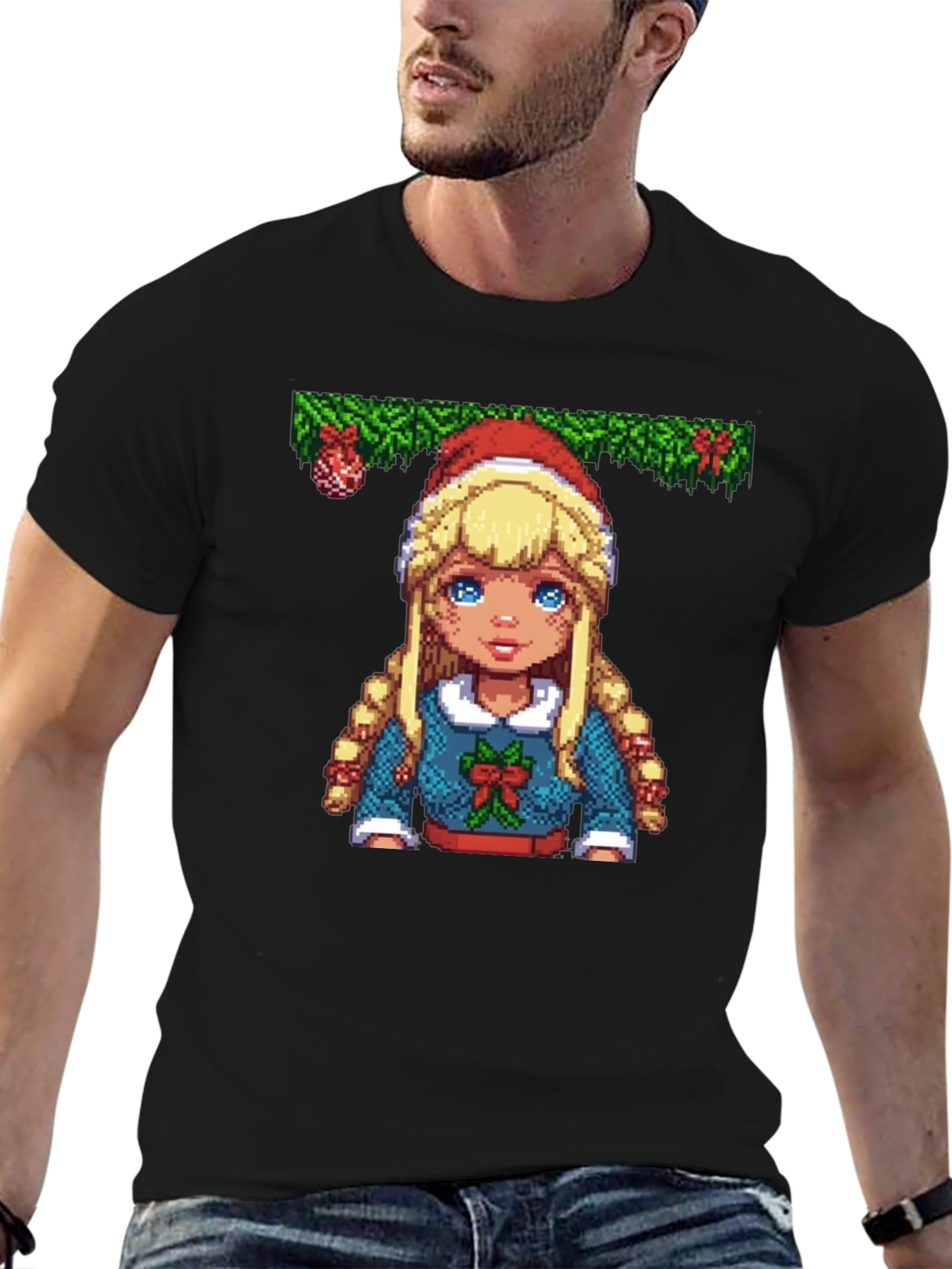 Pixel Art Christmas Girl T-Shirt