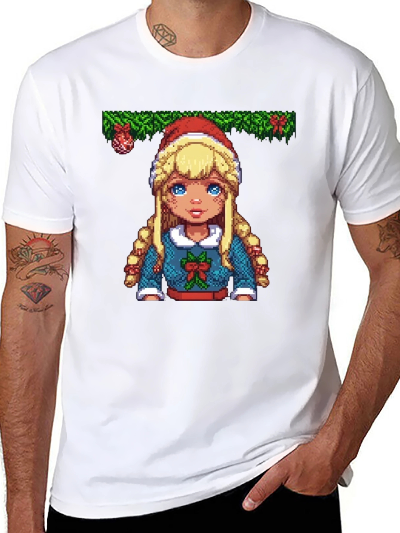 Pixel Art Christmas Girl T-Shirt