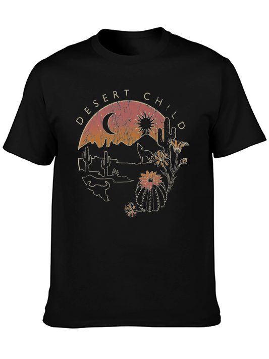Desert Child Graphic Tee - Black Cotton T-Shirt
