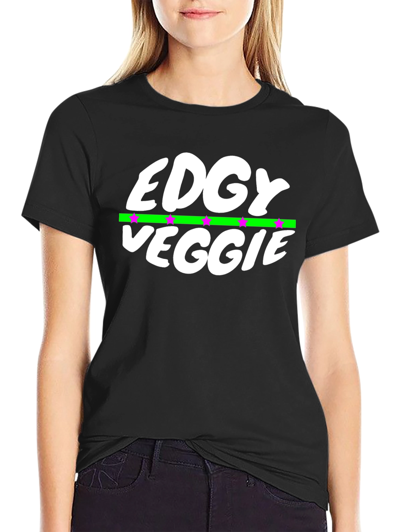 Edgy Veggie Graphic T-Shirt - Black