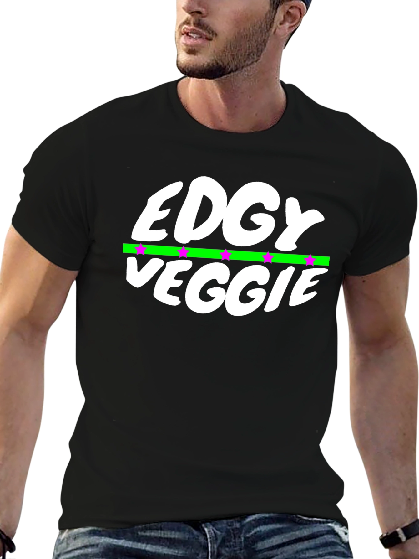 Edgy Veggie Graphic T-Shirt - Black
