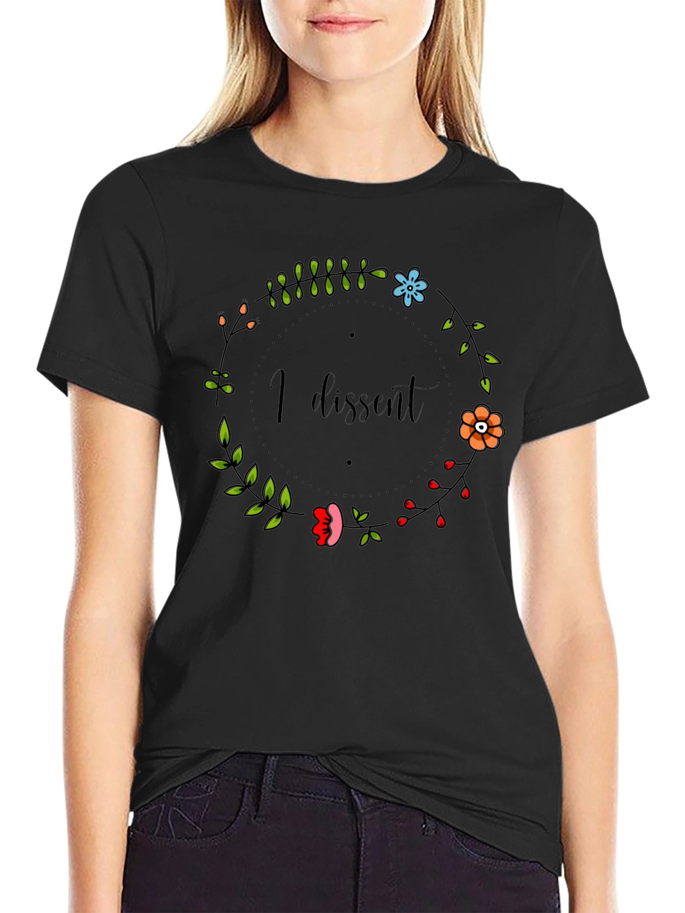 I Dissent Floral T-Shirt - Black