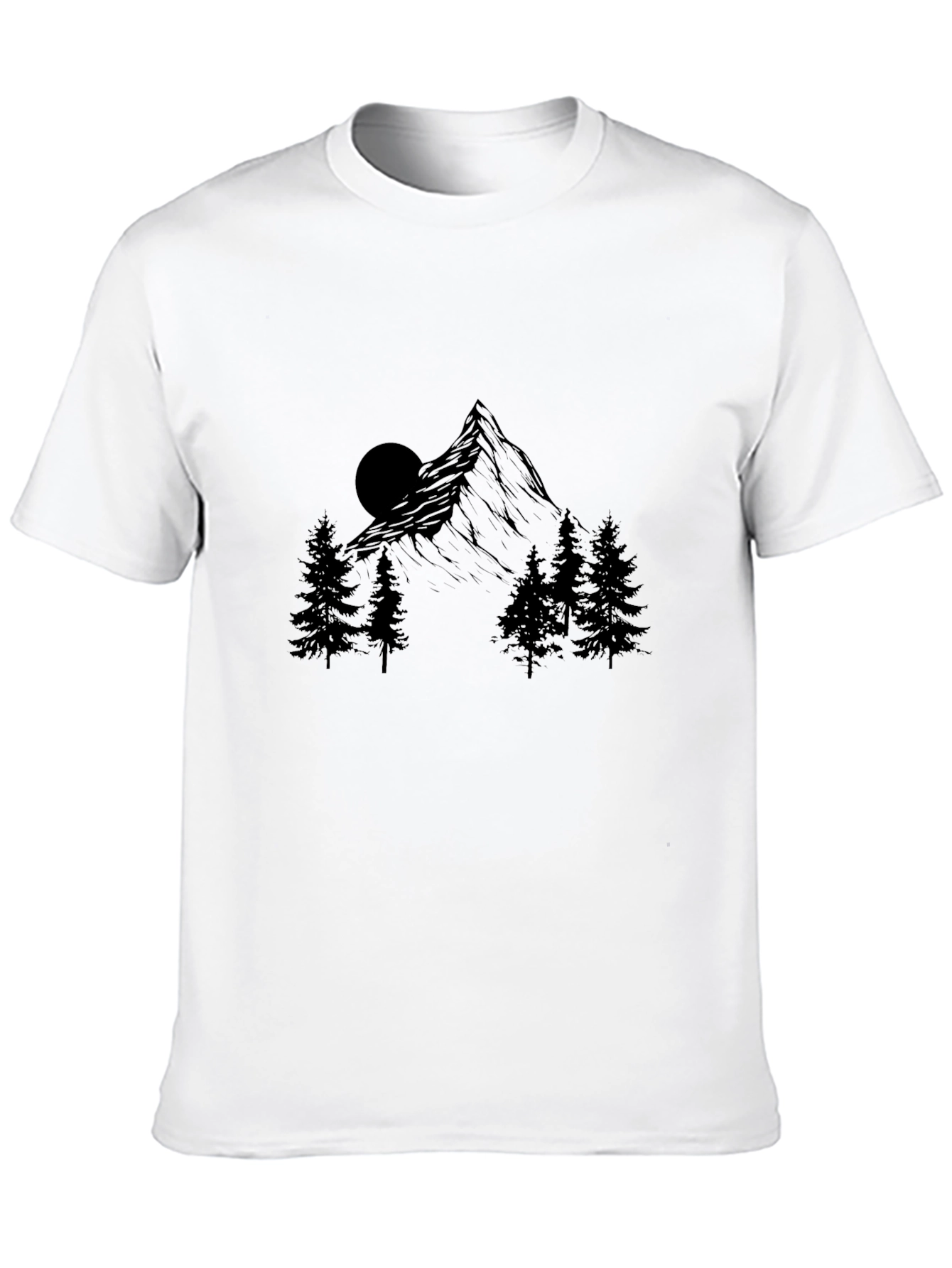 Mountain Scene Graphic Print Black T-Shirt