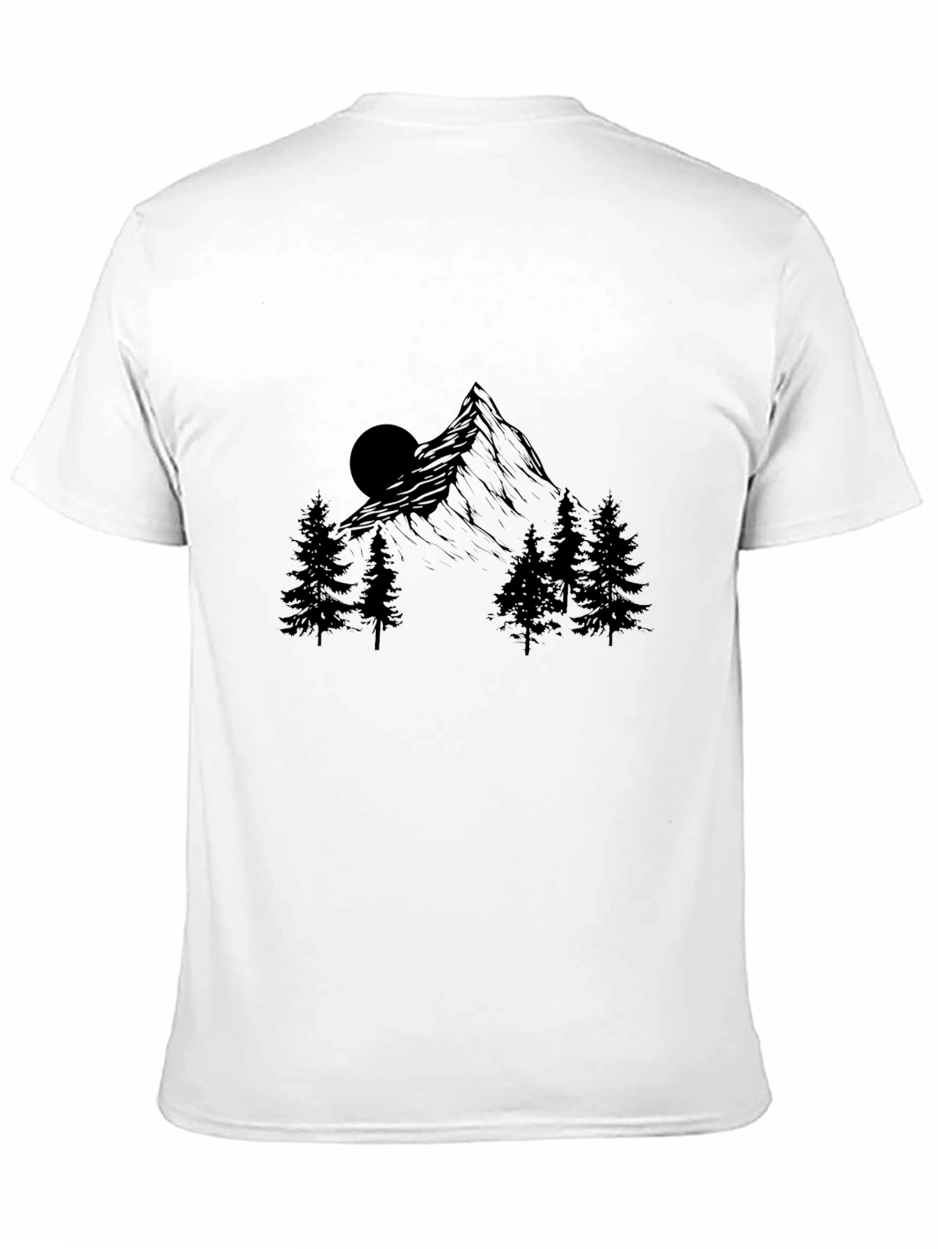 Mountain Scene Graphic Print Black T-Shirt