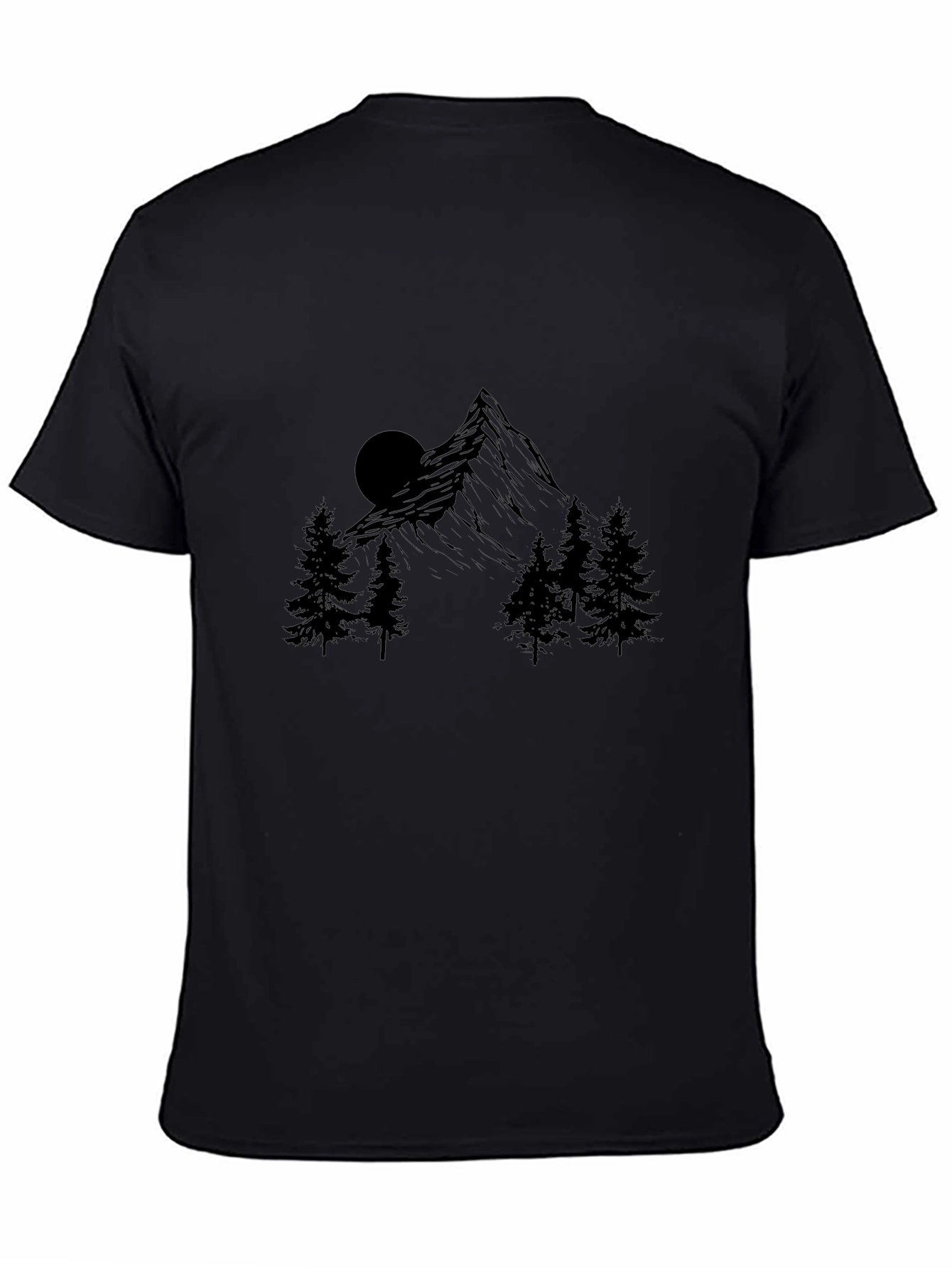Mountain Scene Graphic Print Black T-Shirt