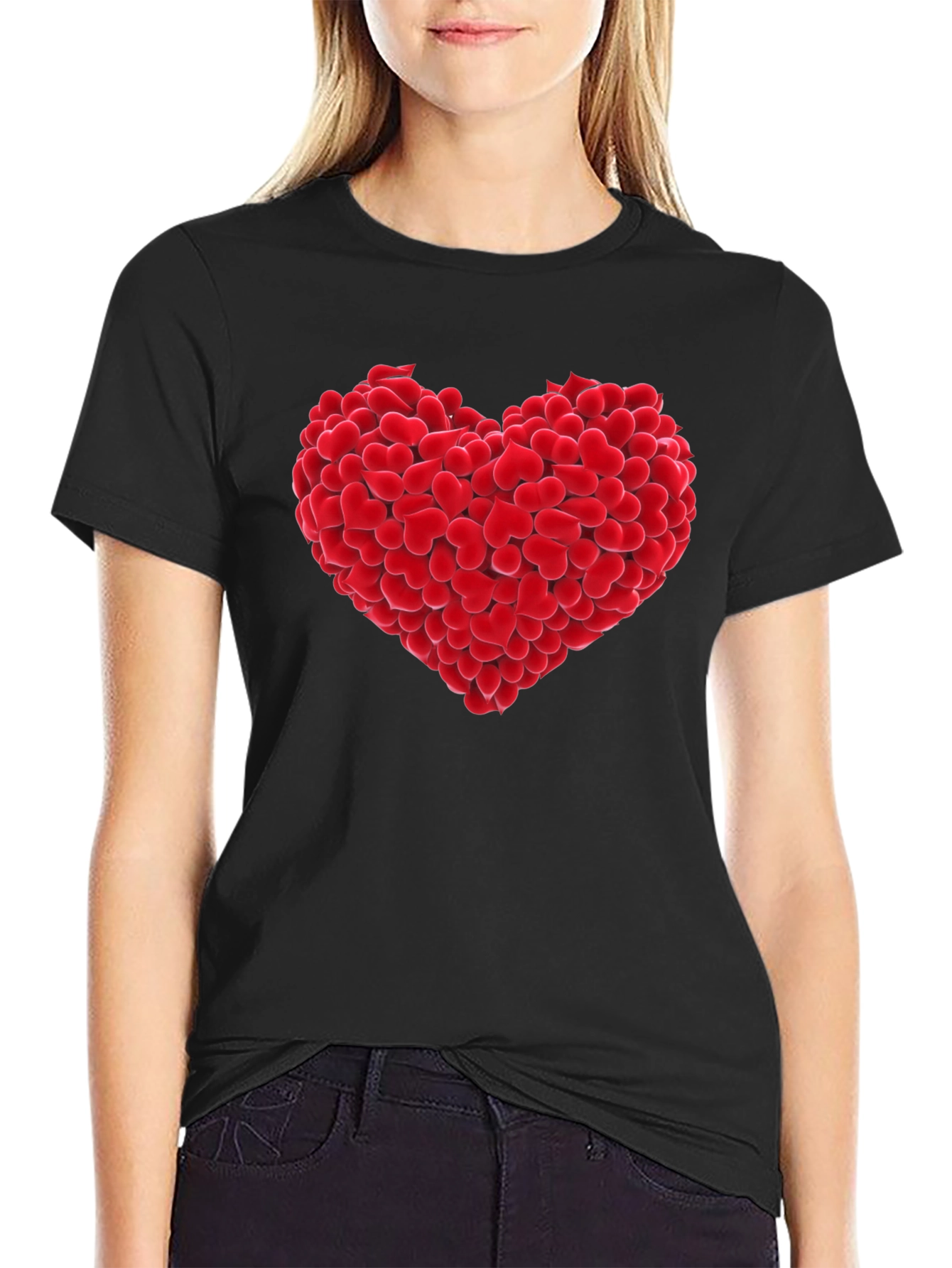 Heart of Hearts Graphic Tee - Black Cotton T-Shirt