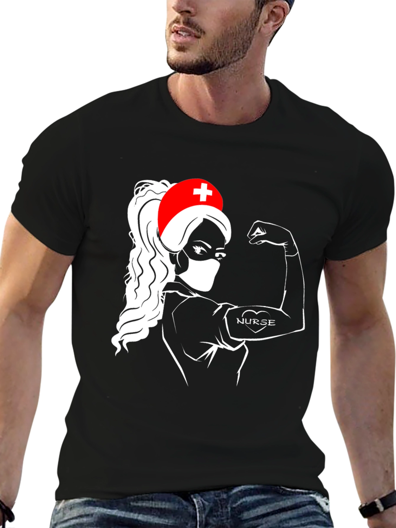 Nurse Power T-Shirt - Black Graphic Tee