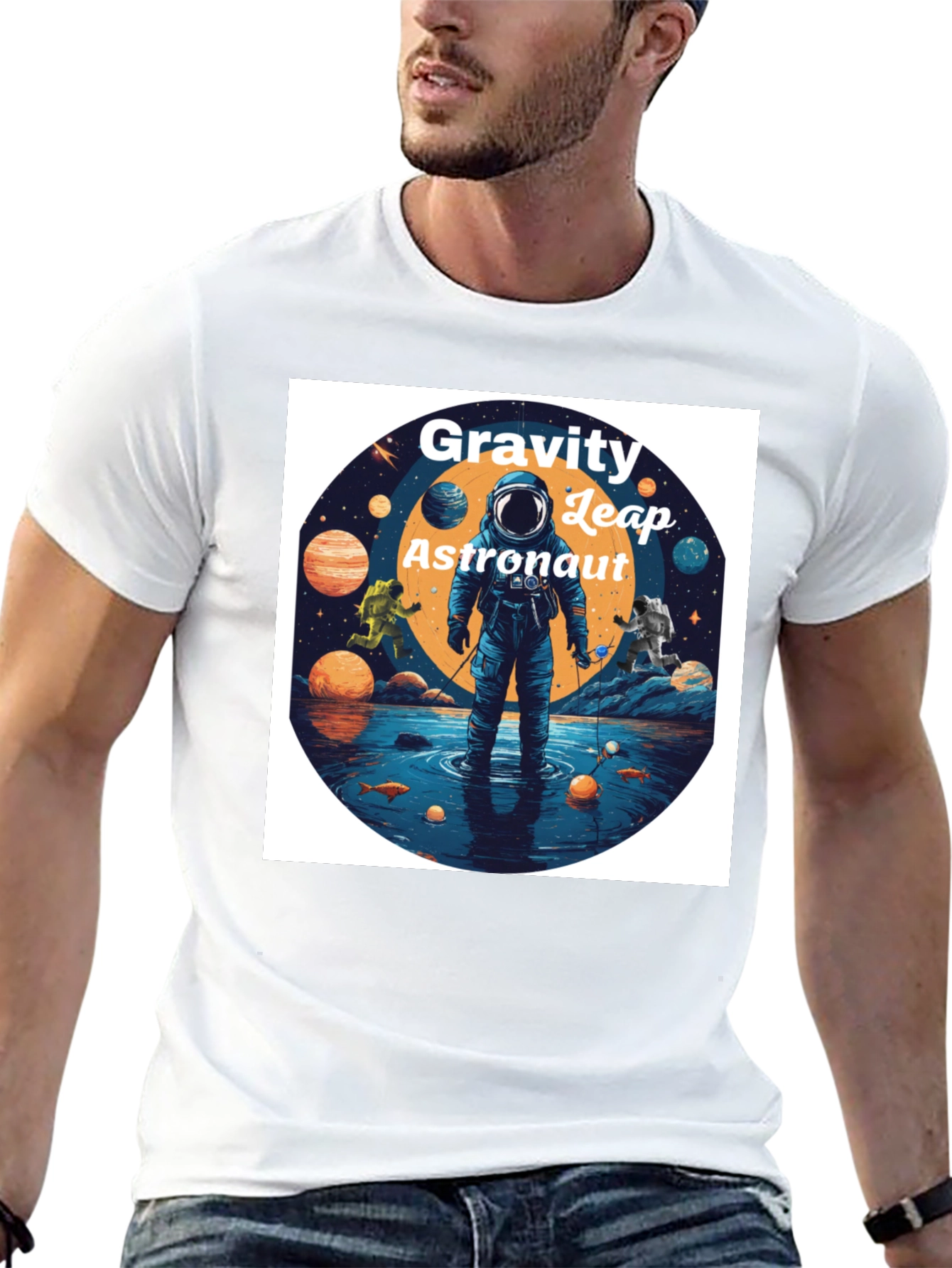 Gravity Leap Astronaut Graphic T-Shirt