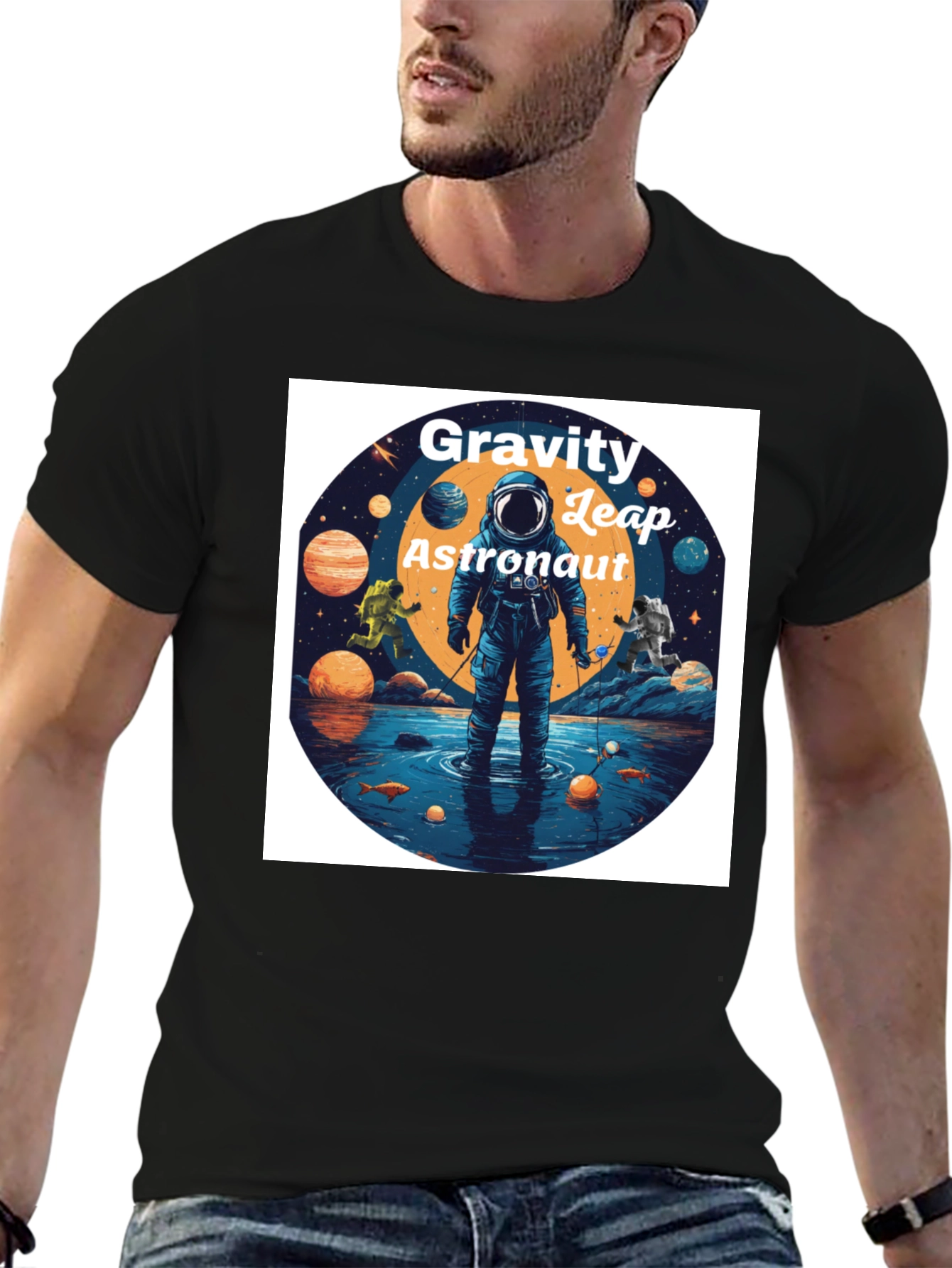 Gravity Leap Astronaut Graphic T-Shirt