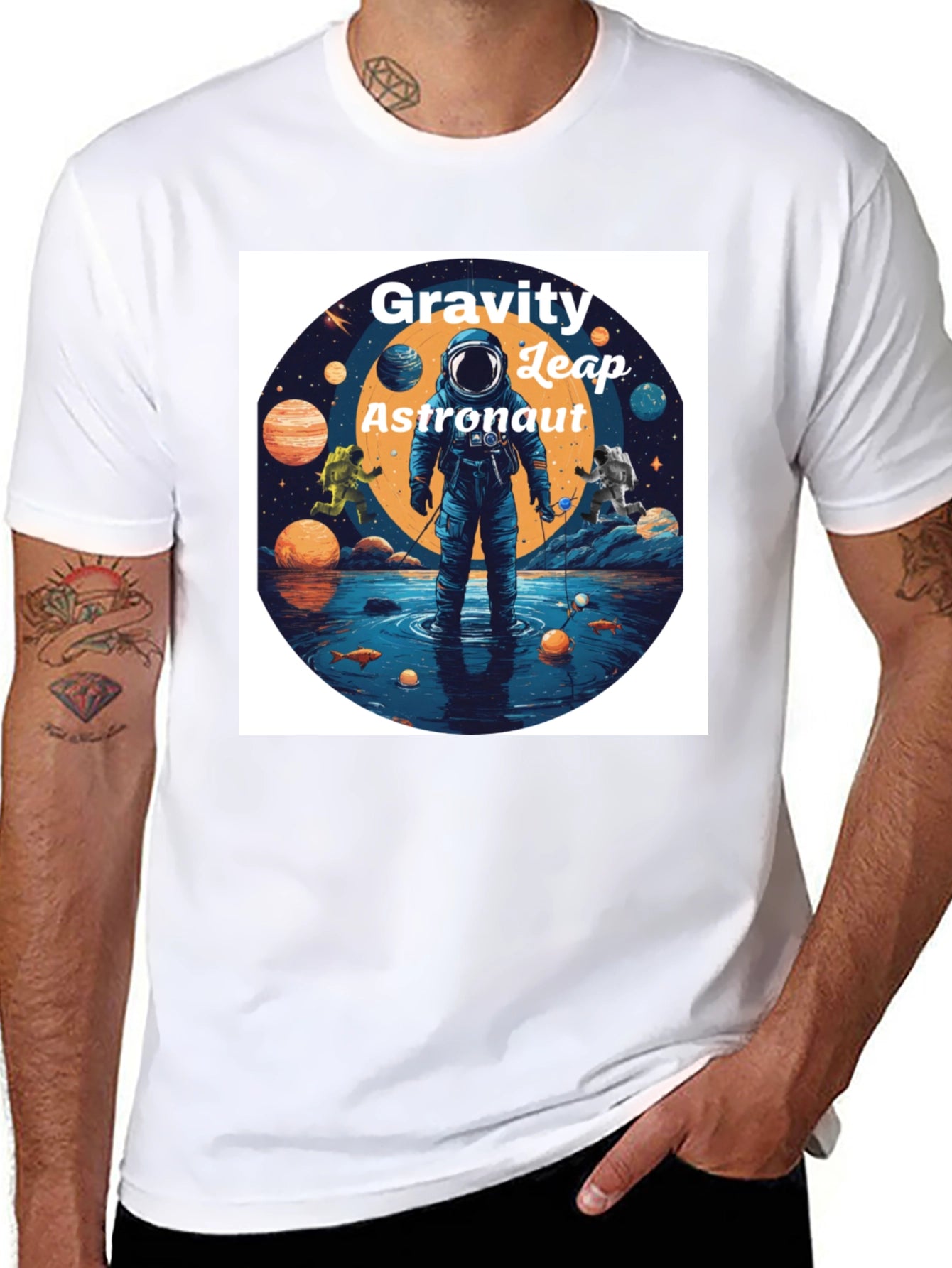 Gravity Leap Astronaut Graphic T-Shirt