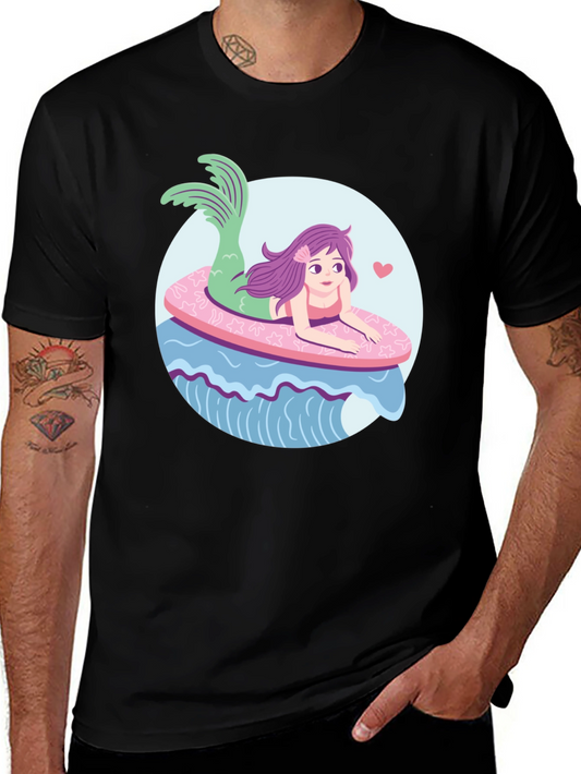 Mermaid Graphic T-Shirt - Black Cotton Tee