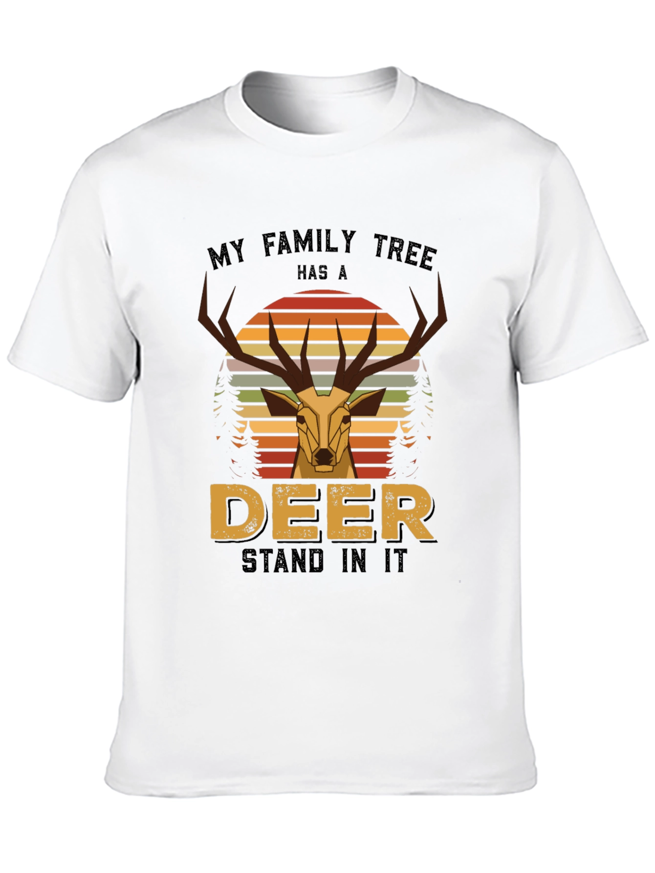 Deer Family Tree Graphic Tee - Black