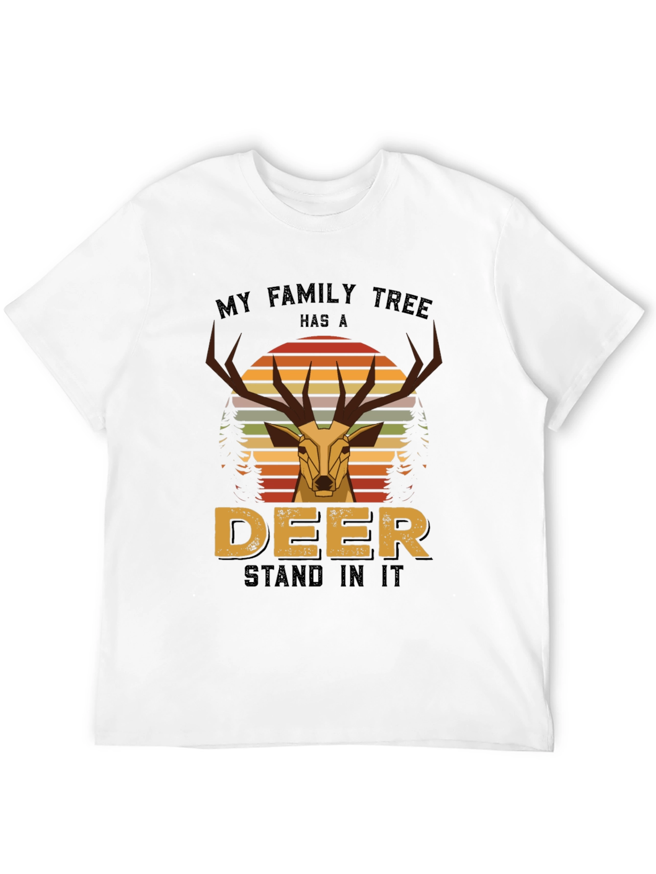 Deer Family Tree Graphic Tee - Black