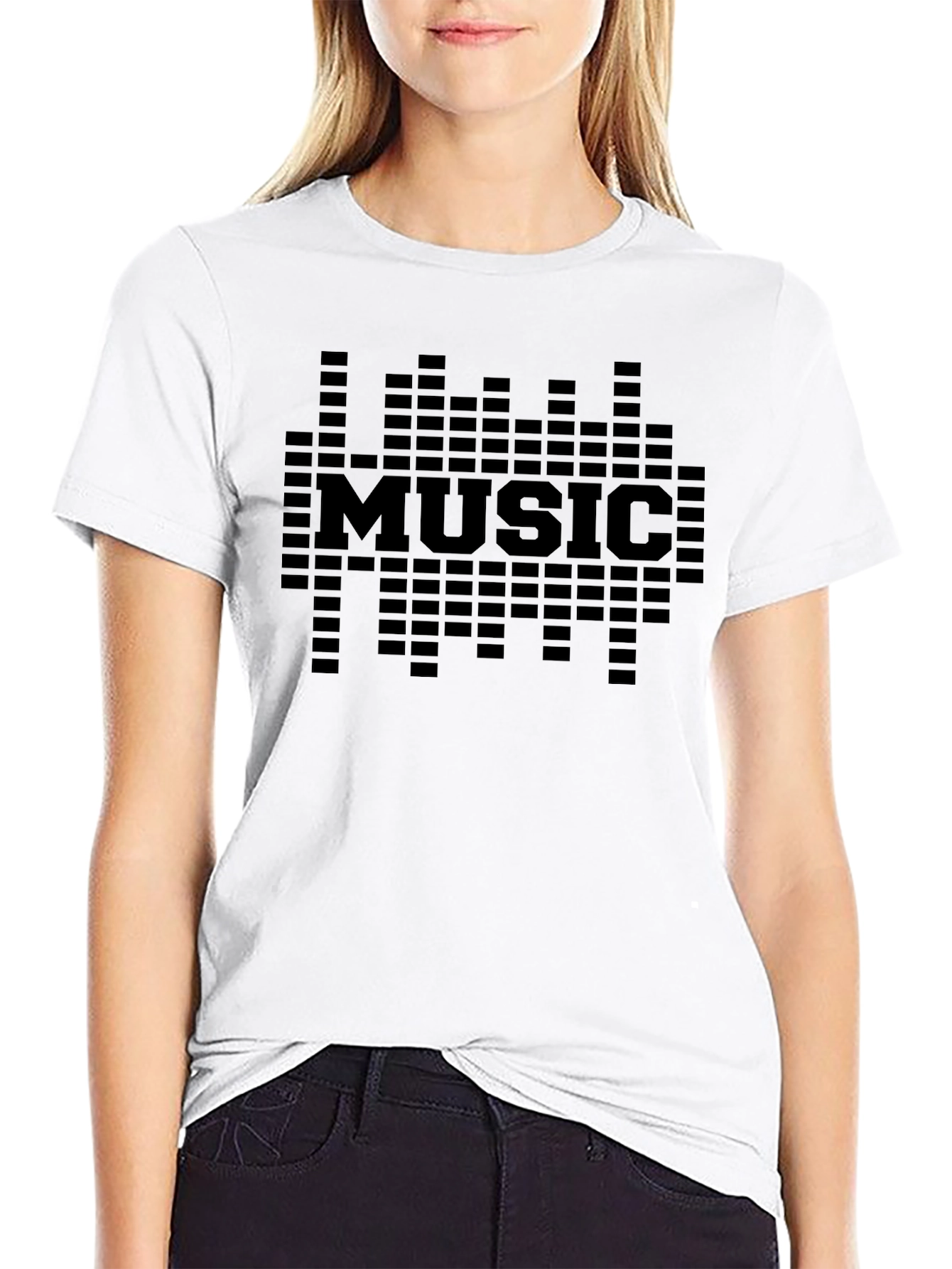 Music Graphic Print Black T-Shirt