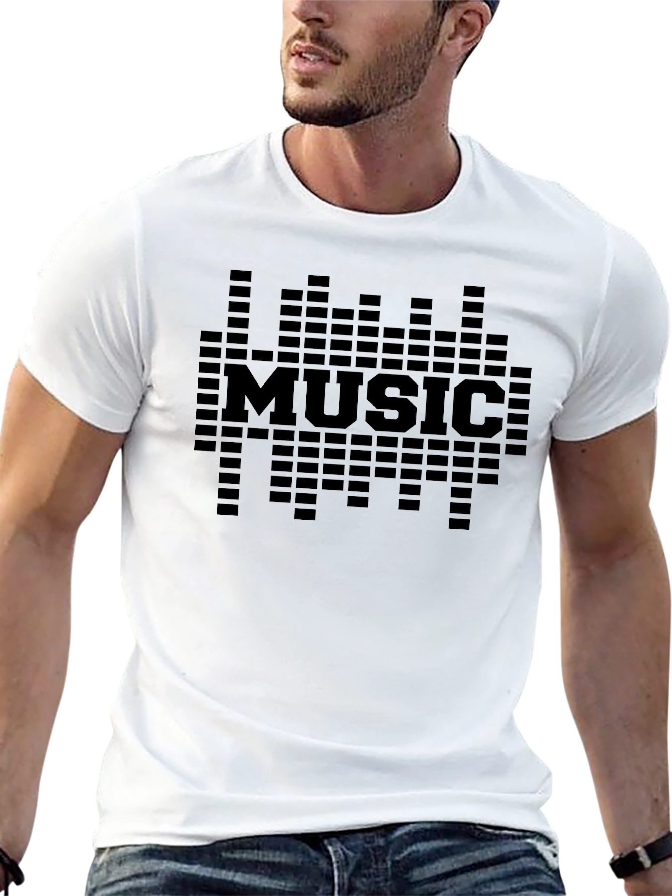 Music Graphic Print Black T-Shirt