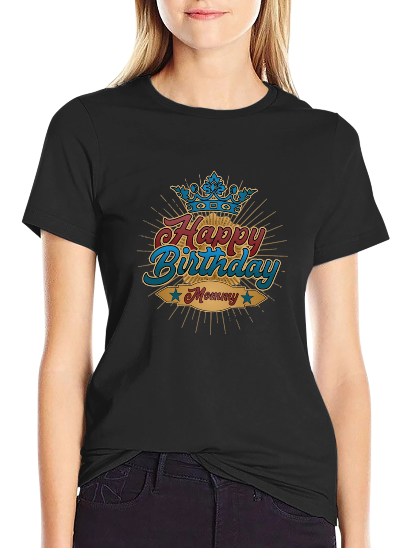 Happy Birthday Mommy T-Shirt - Black
