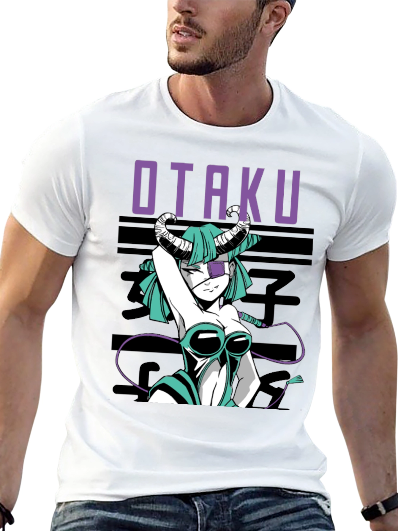Otaku Anime Girl Graphic Tee - Black