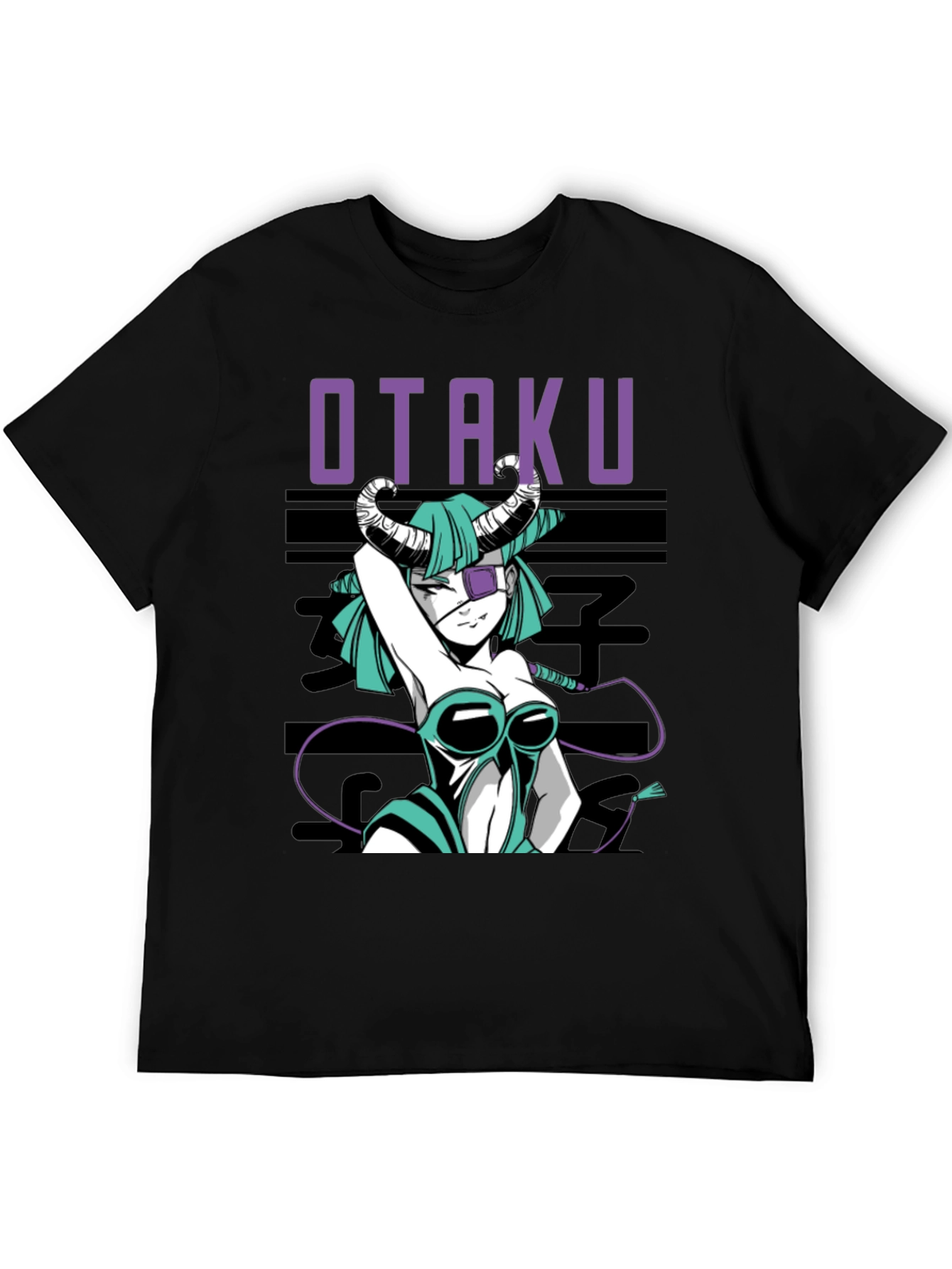 Otaku Anime Girl Graphic Tee - Black