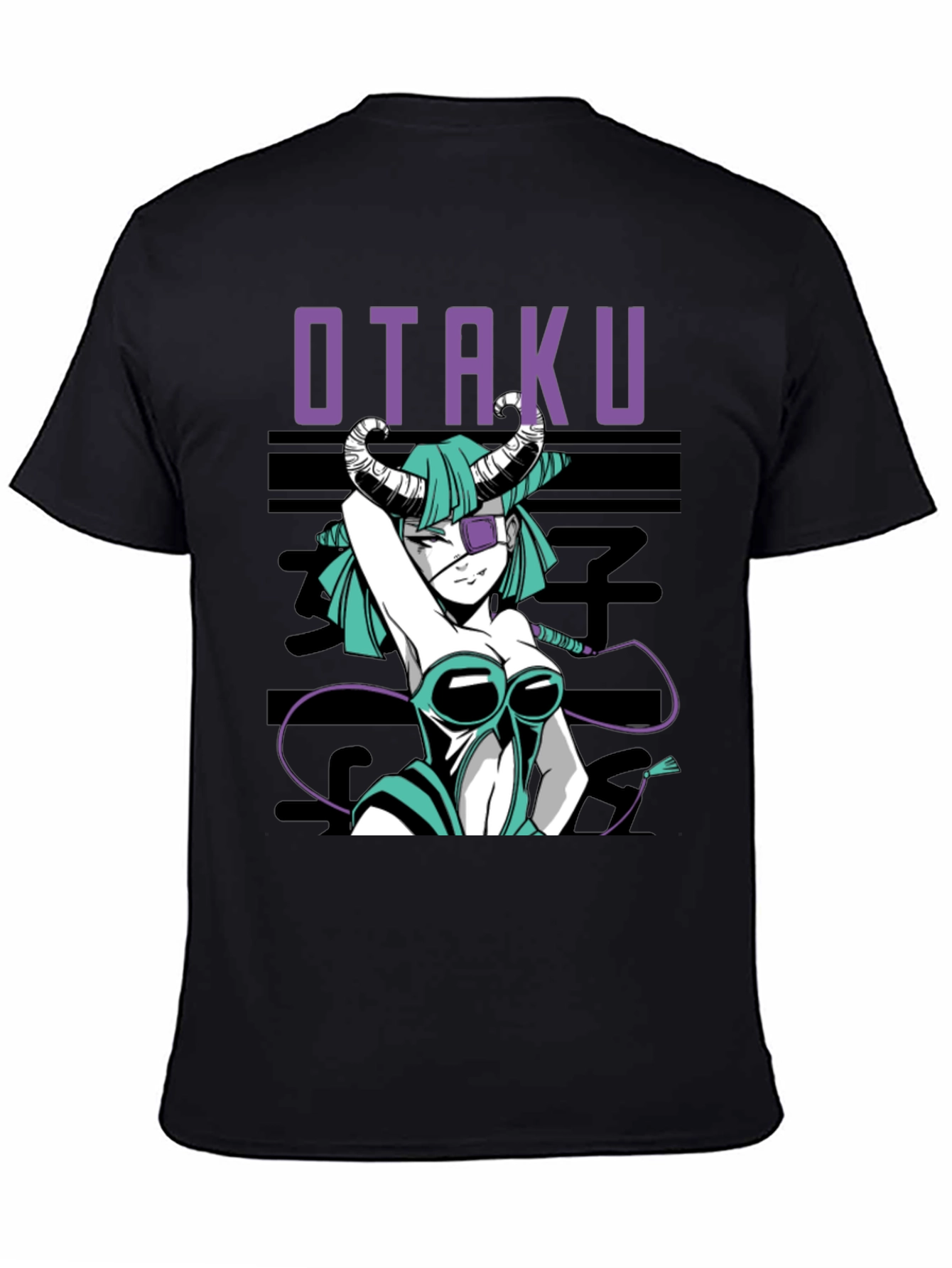 Otaku Anime Girl Graphic Tee - Black