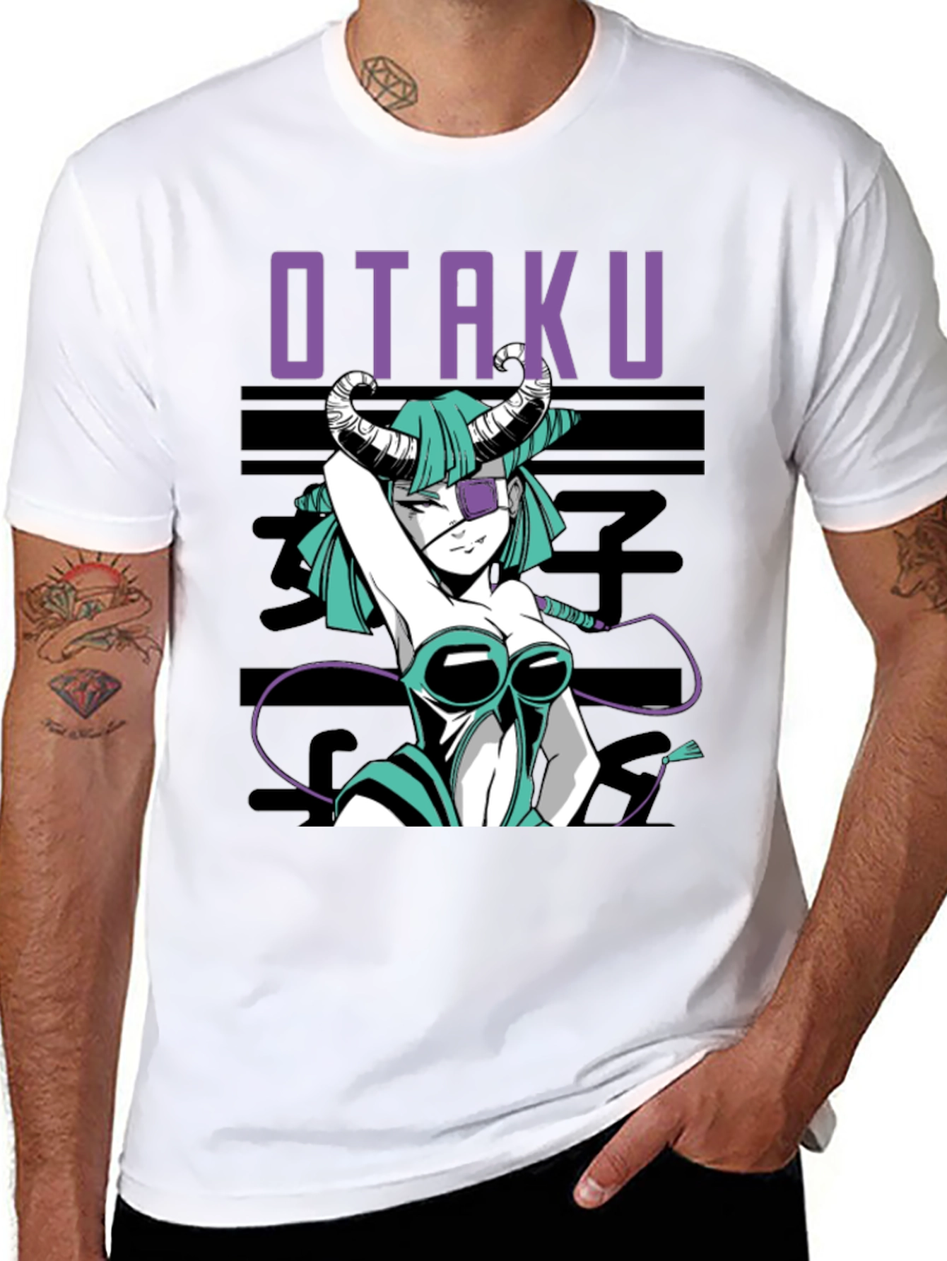 Otaku Anime Girl Graphic Tee - Black
