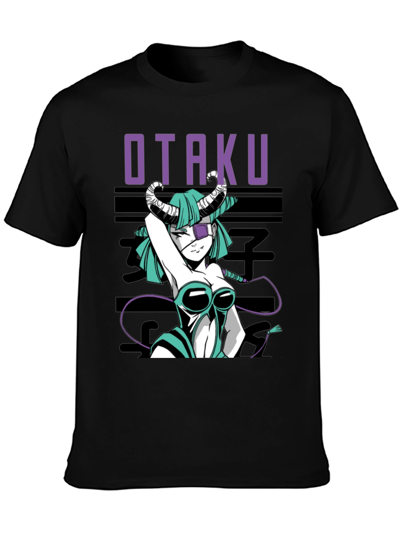 Otaku Anime Girl Graphic Tee - Black