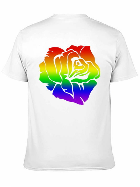 Rainbow Rose Graphic Black T-Shirt