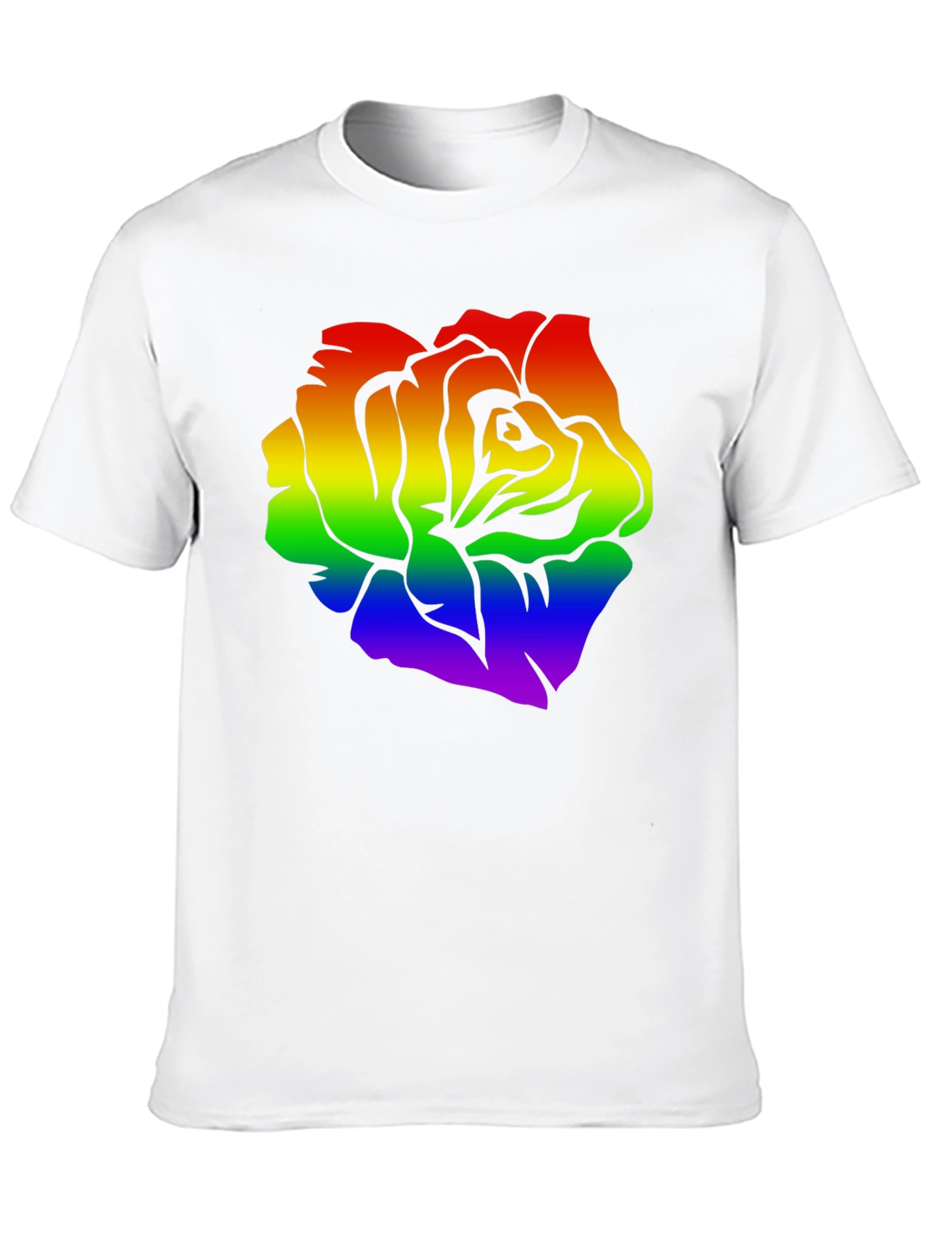 Rainbow Rose Graphic Black T-Shirt