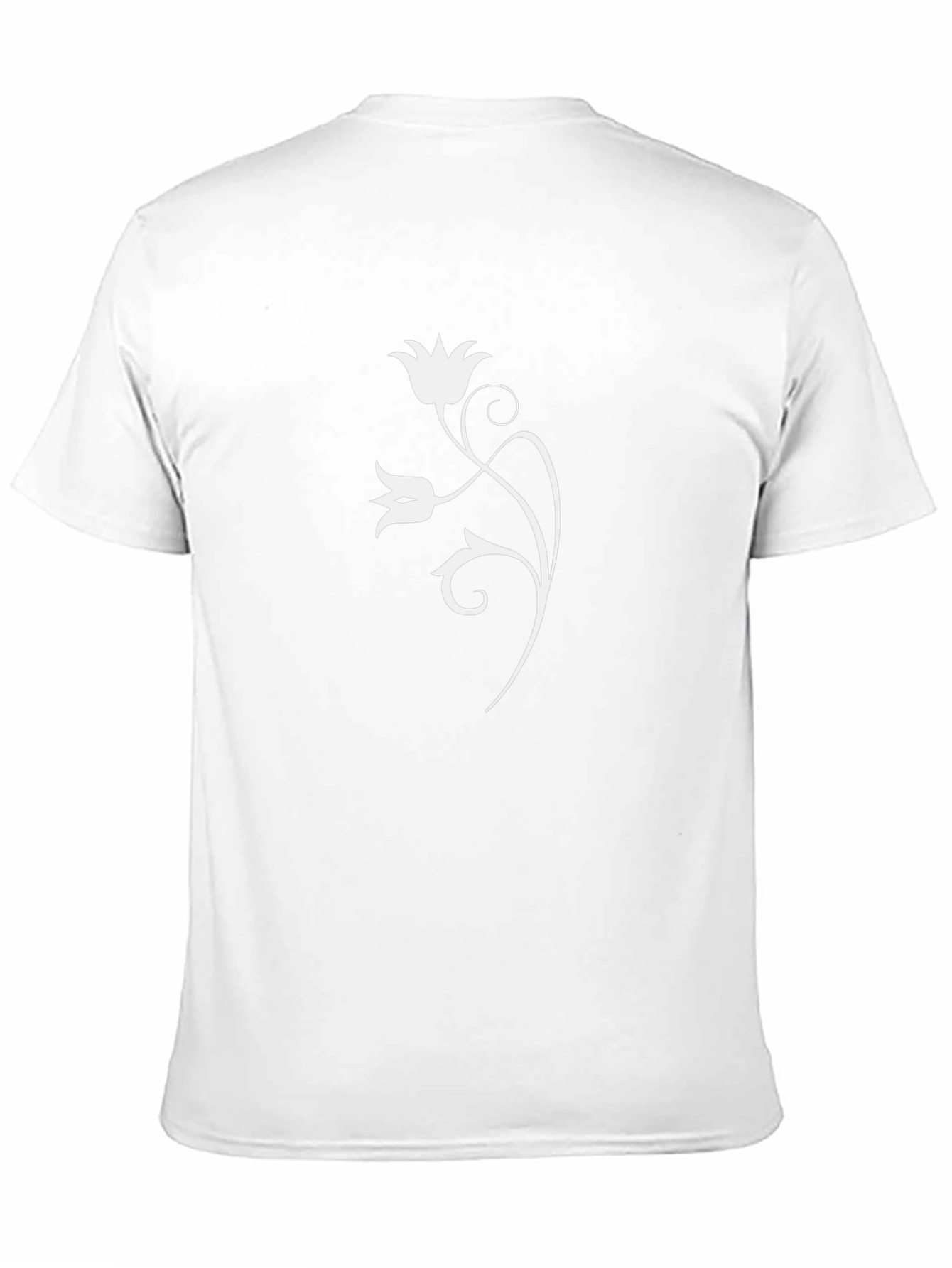 Black T-Shirt with White Floral Design