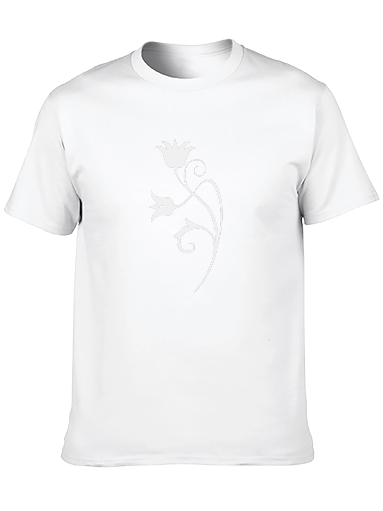 Black T-Shirt with White Floral Design