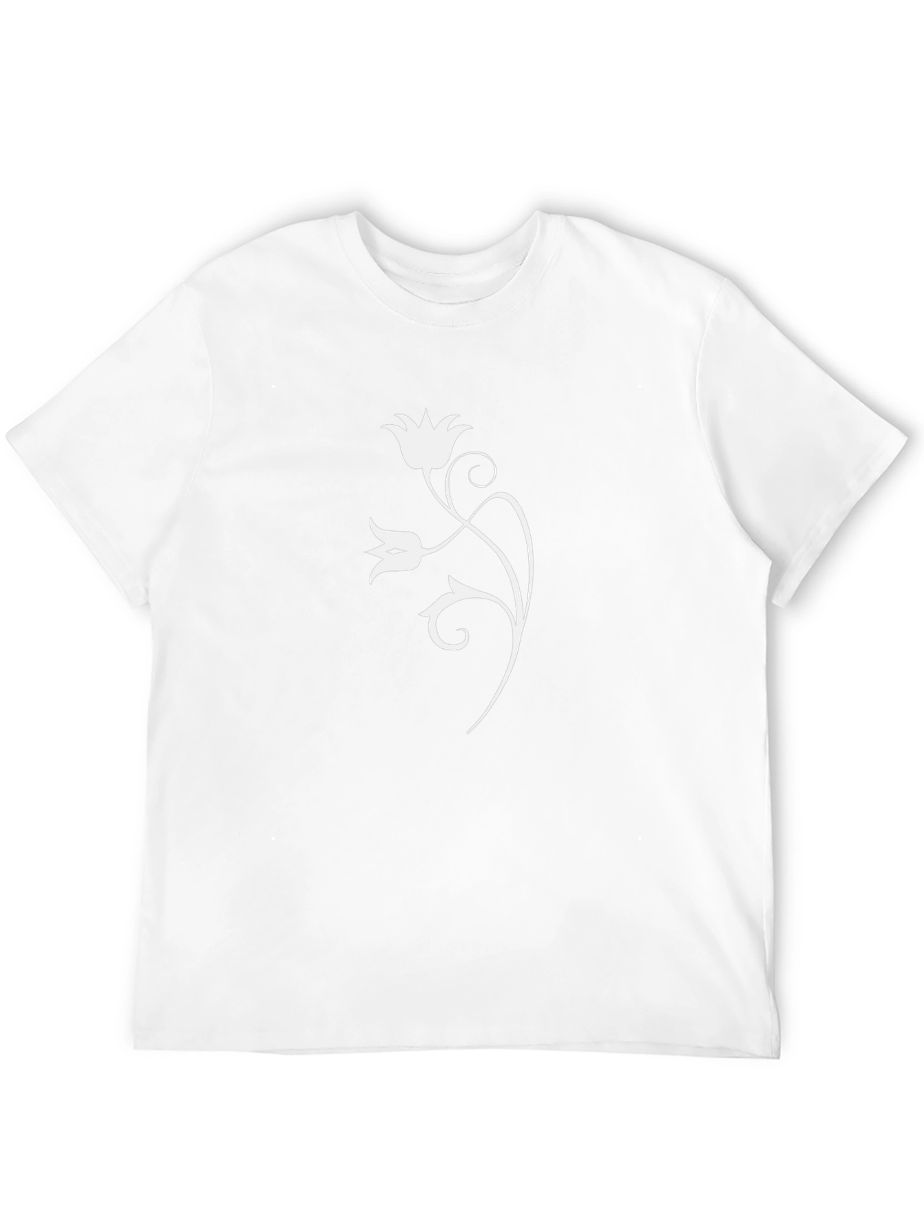 Black T-Shirt with White Floral Design