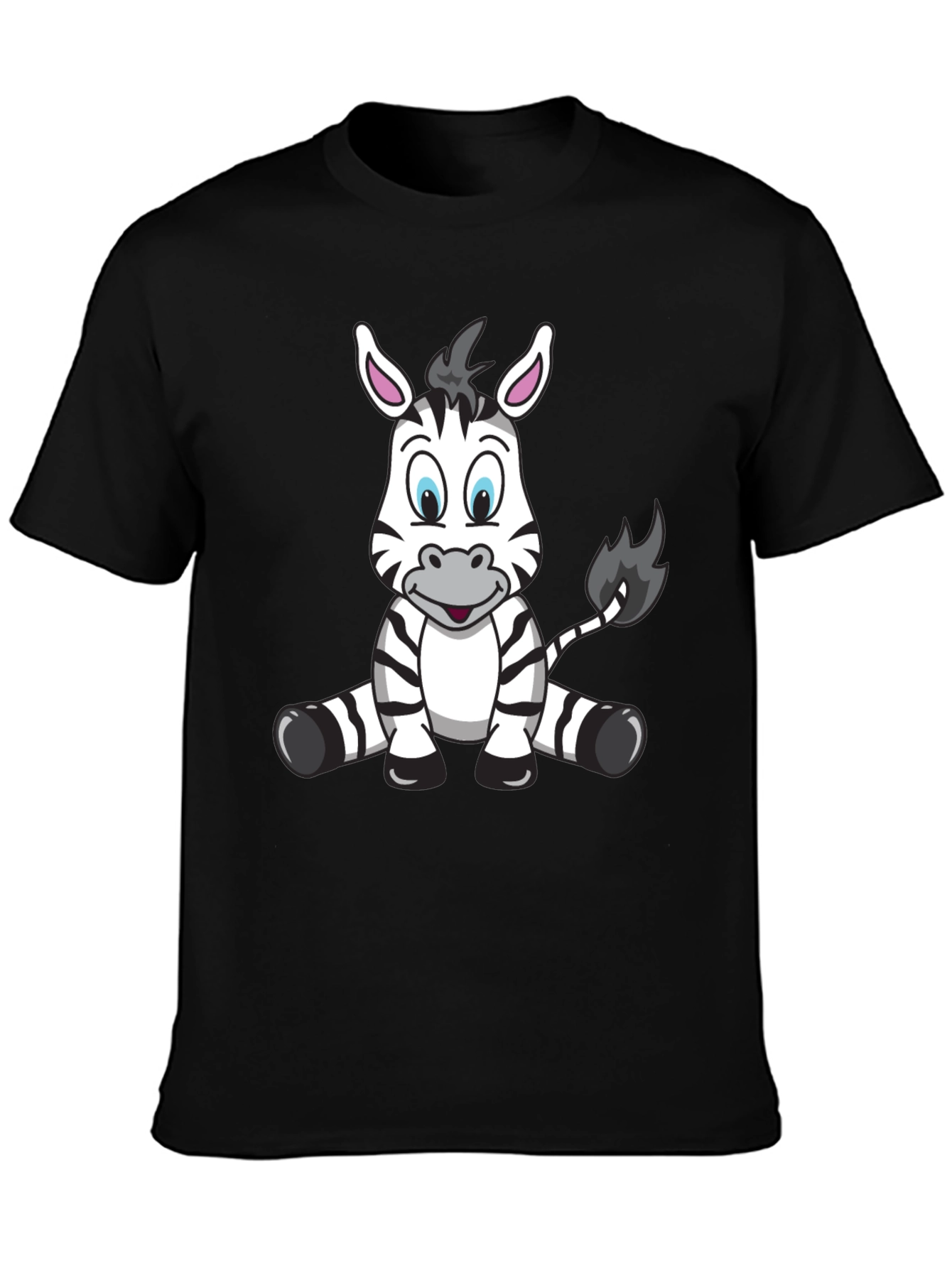 Cartoon Zebra Black T-Shirt