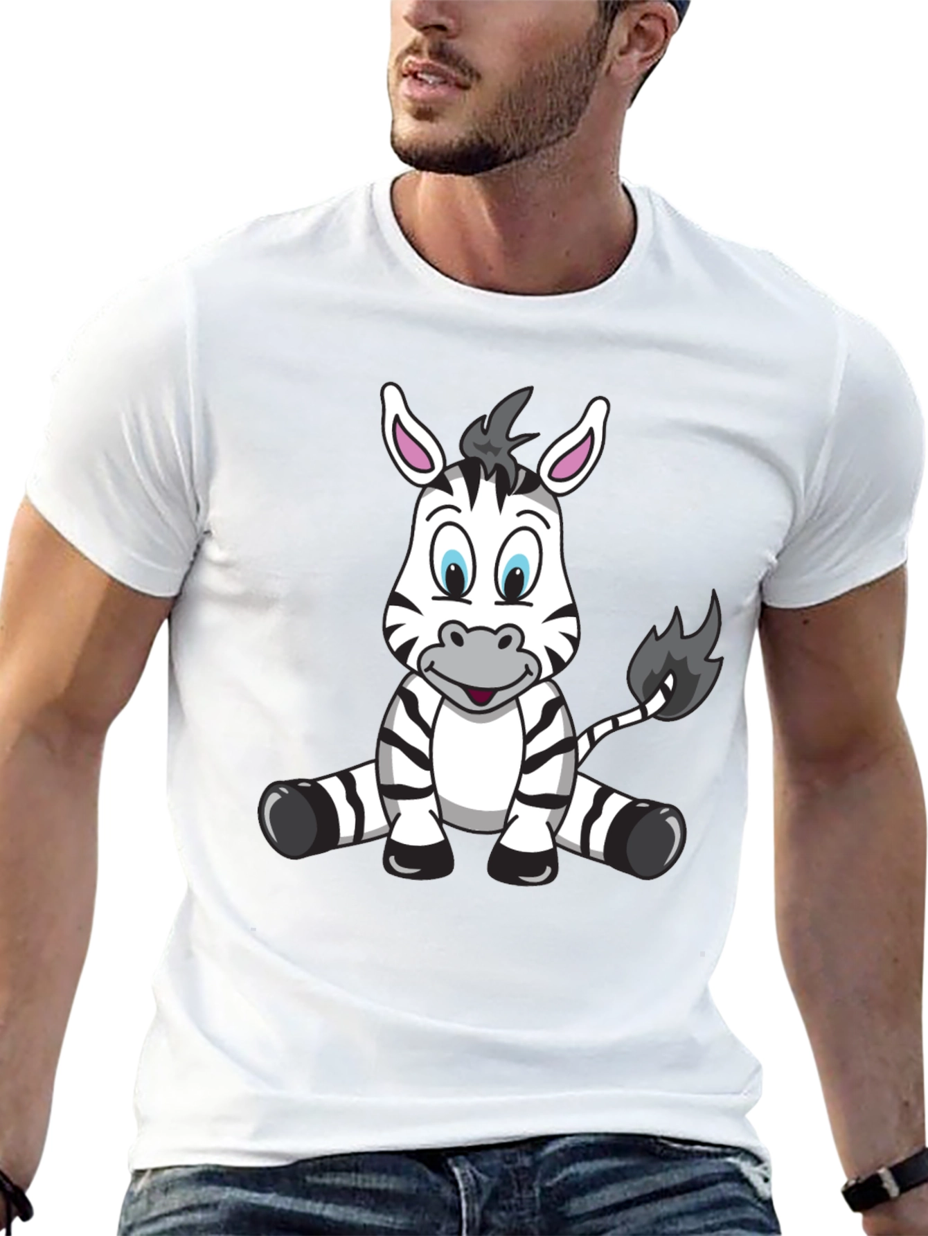 Cartoon Zebra Black T-Shirt