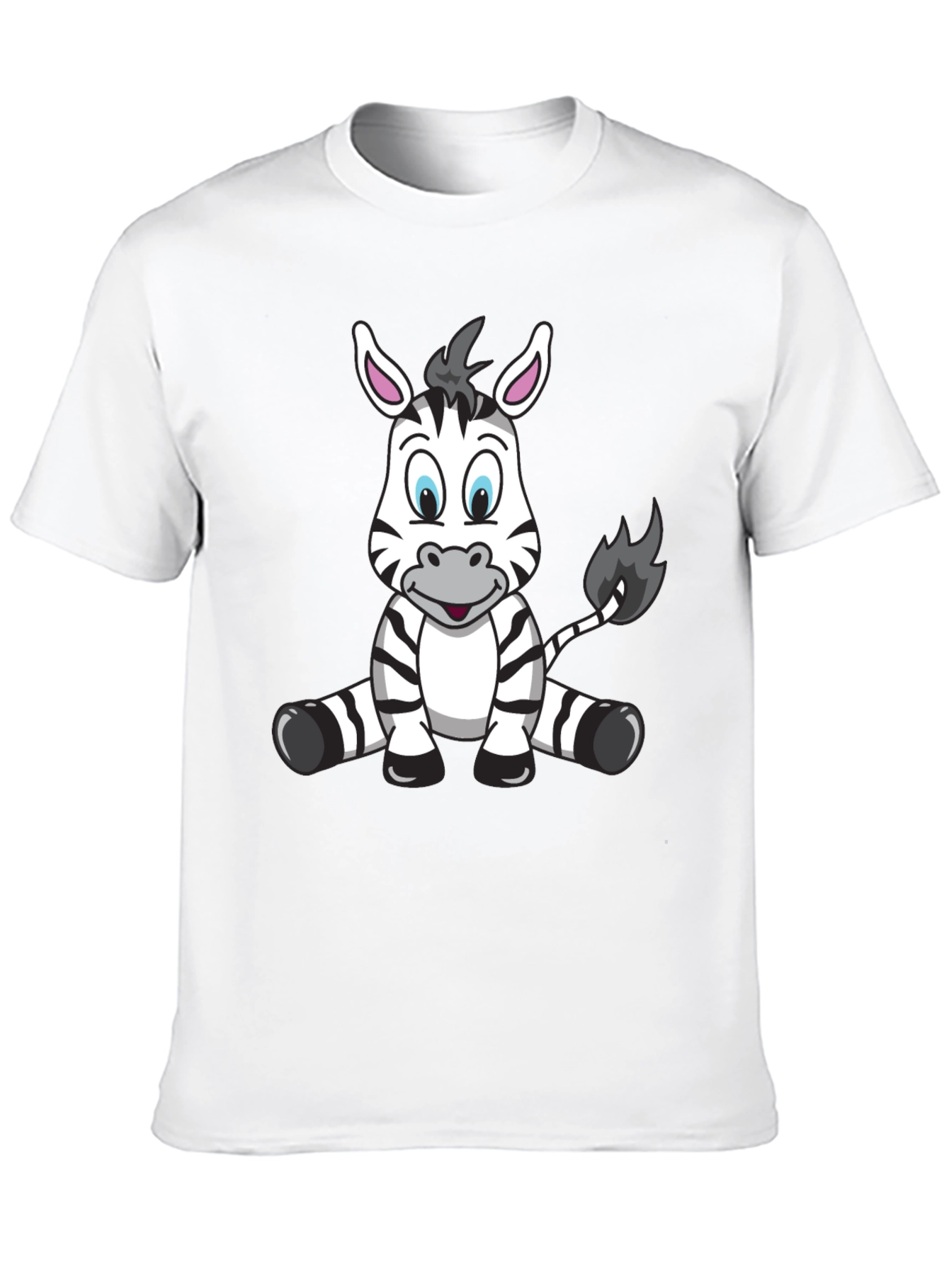 Cartoon Zebra Black T-Shirt