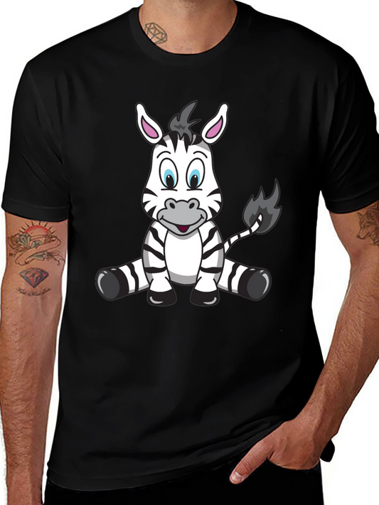 Cartoon Zebra Black T-Shirt