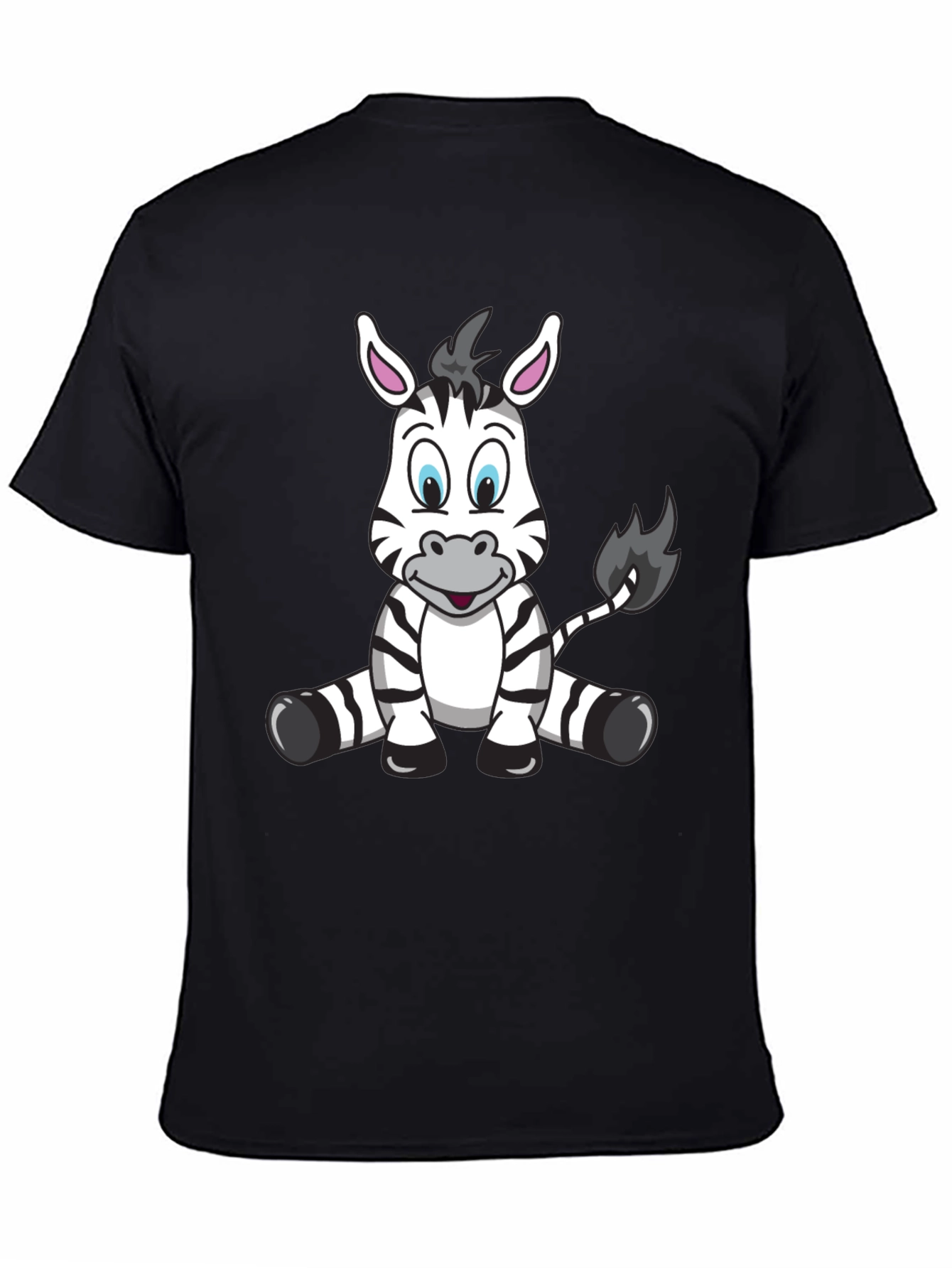 Cartoon Zebra Black T-Shirt