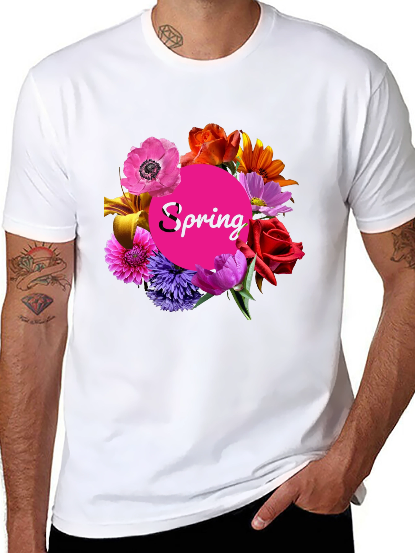 Spring Floral Black T-Shirt