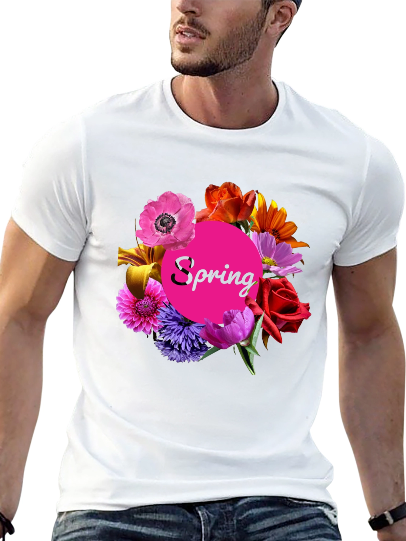 Spring Floral Black T-Shirt