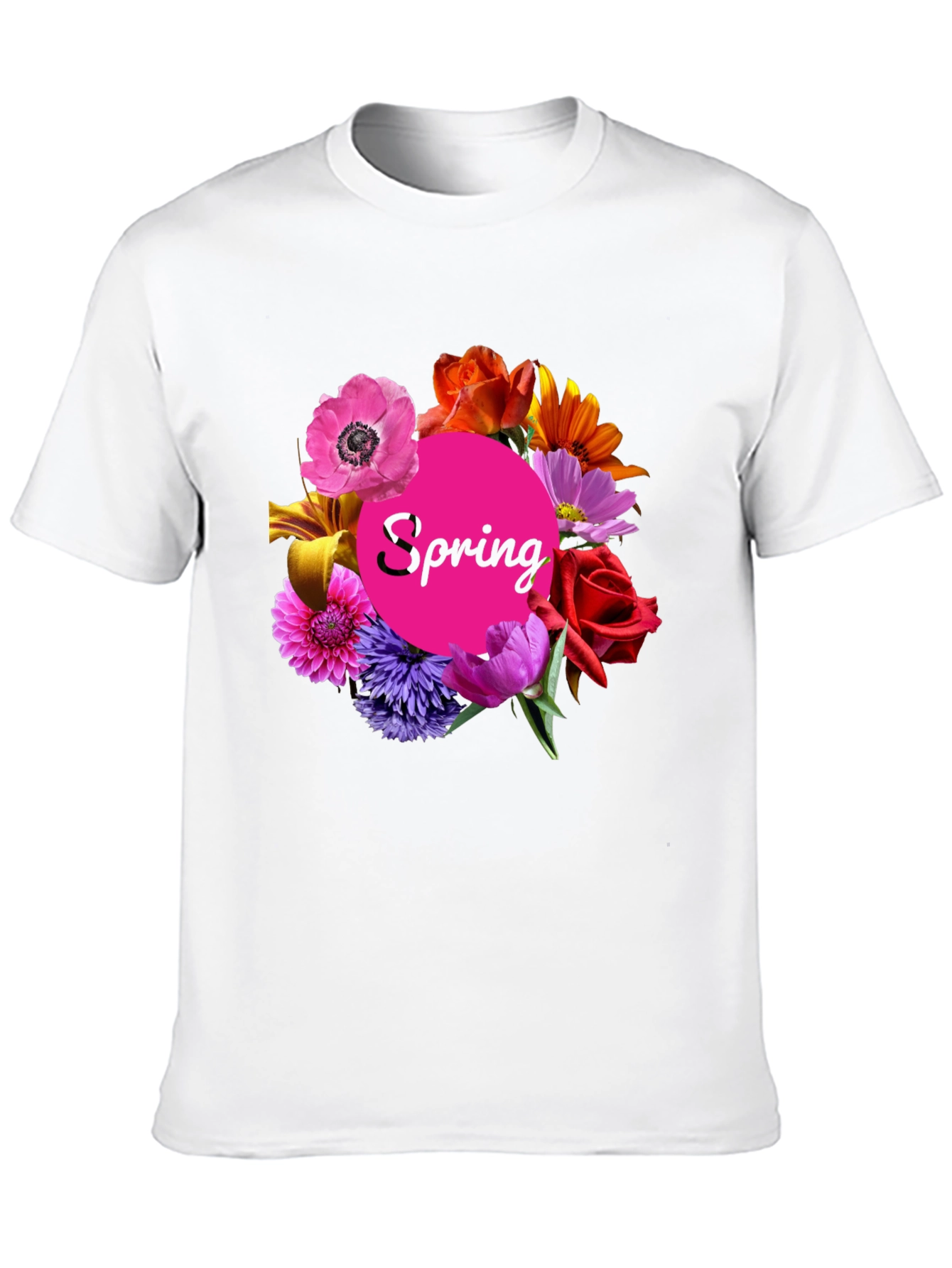 Spring Floral Black T-Shirt