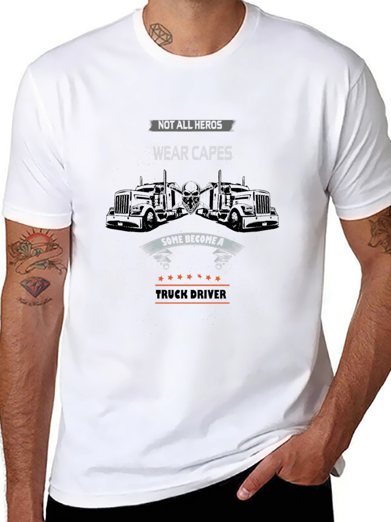 Truck Driver Hero Graphic Tee - Black