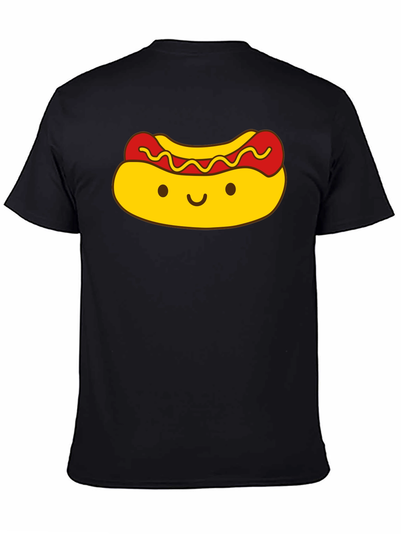 Cute Kawaii Hot Dog Graphic Black T-Shirt