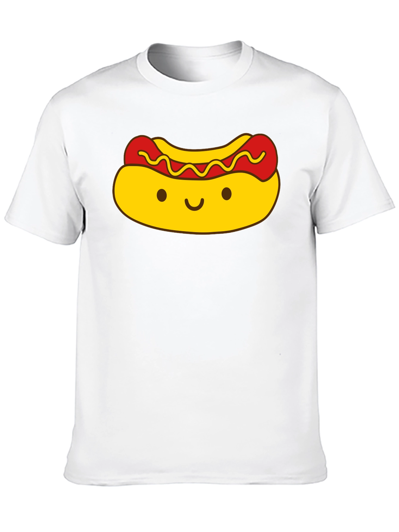 Cute Kawaii Hot Dog Graphic Black T-Shirt