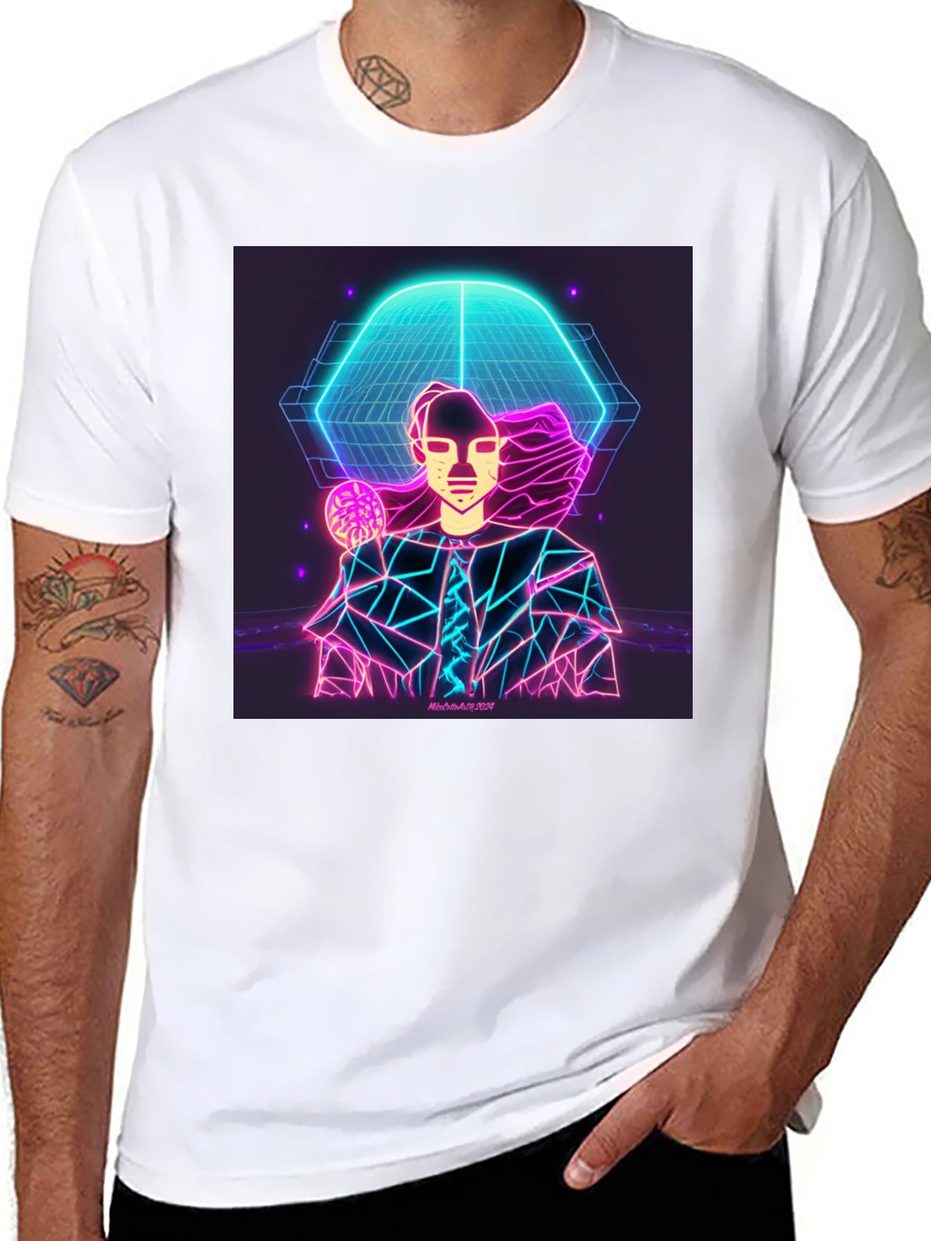 Neon Man Graphic Tee - Futuristic Style