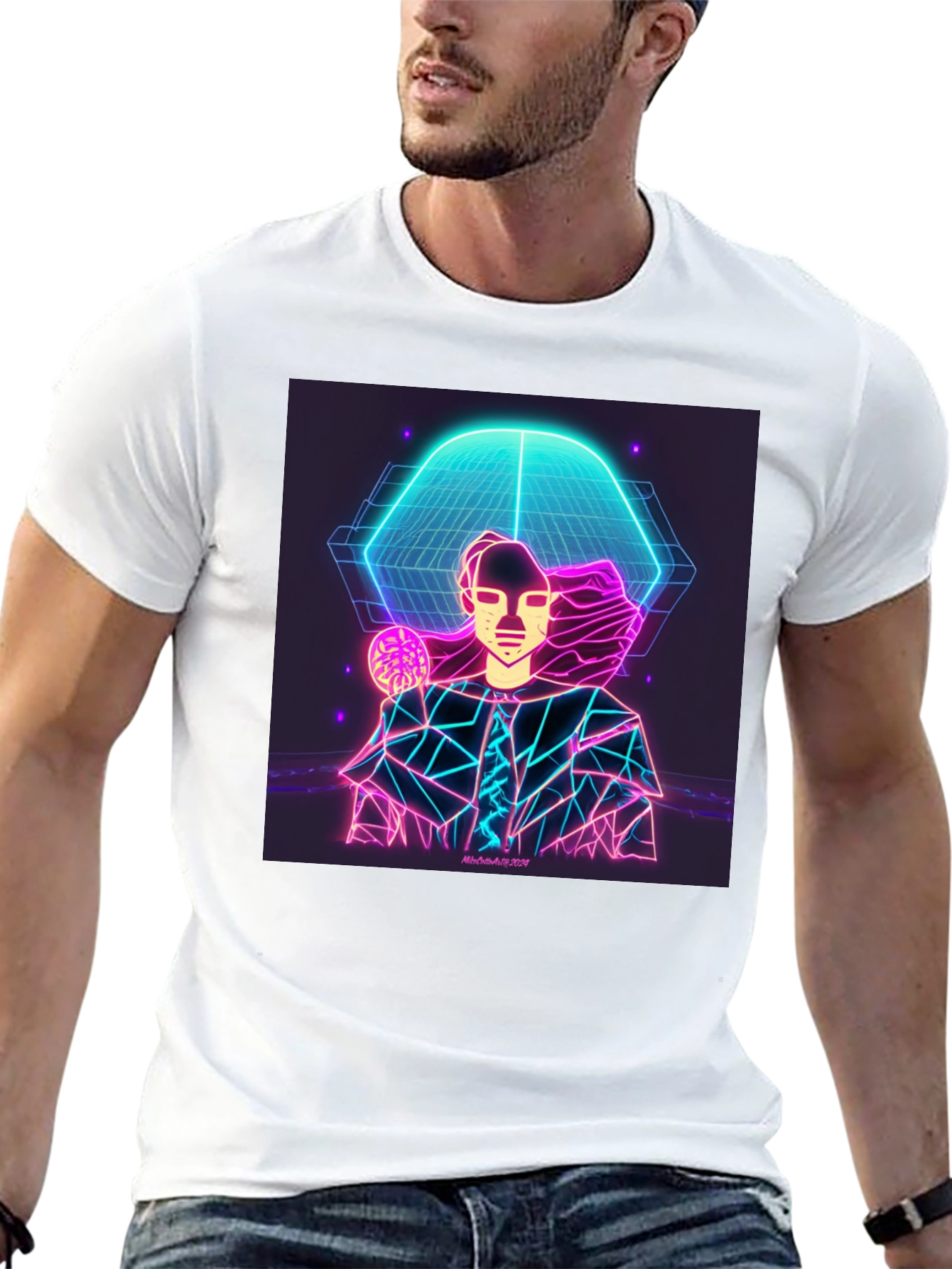 Neon Man Graphic Tee - Futuristic Style