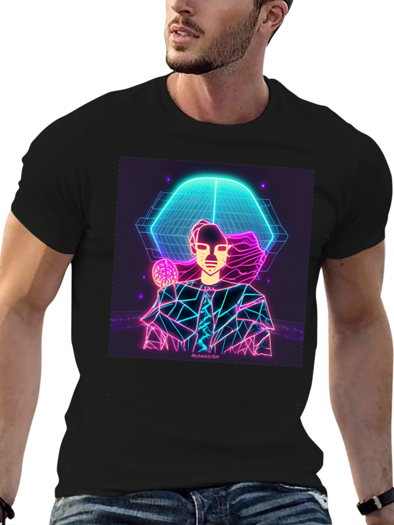 Neon Man Graphic Tee - Futuristic Style