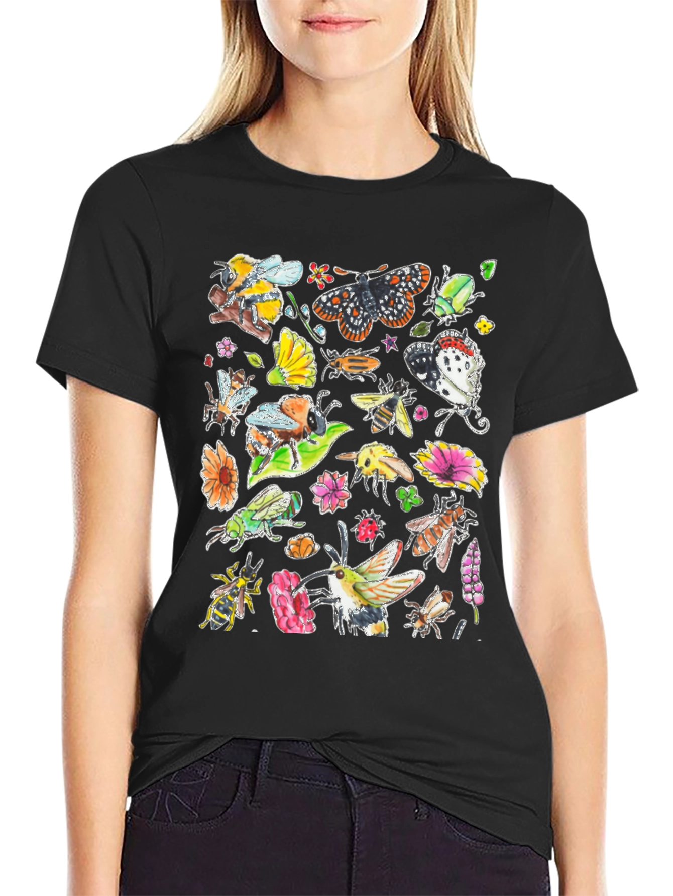 Nature Insects Black T-Shirt