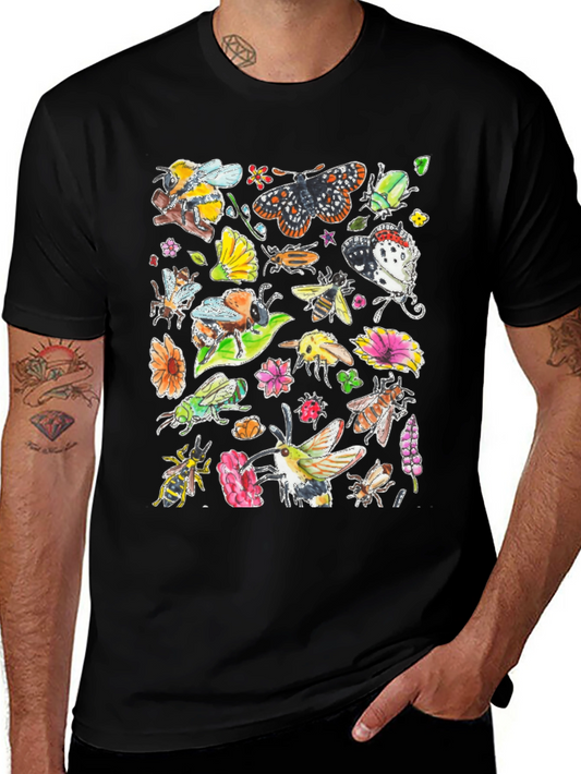 Nature Insects Black T-Shirt